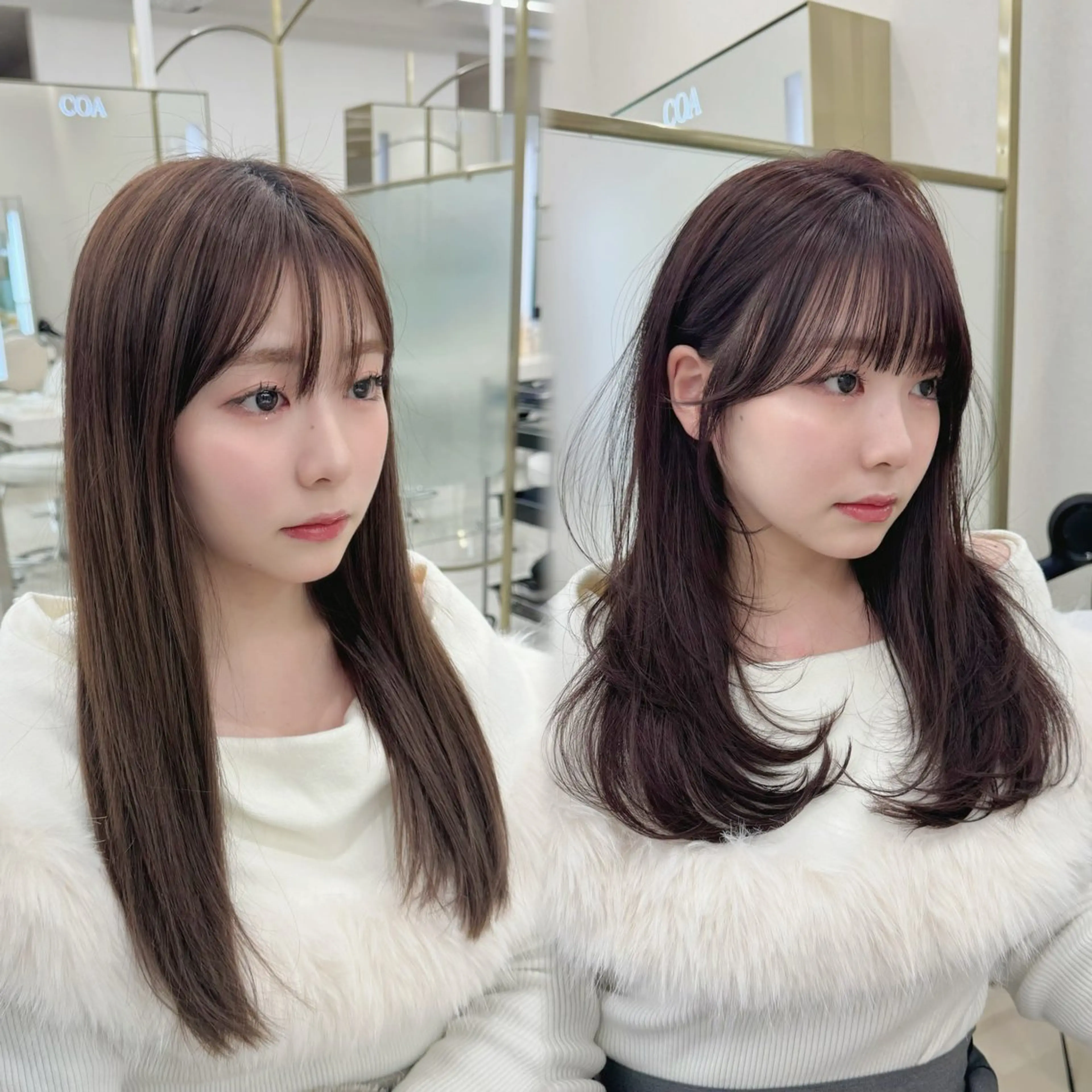 セミロング カラー カット ヘアカラー トリートメント COA GINZA 空也/前髪/顔まわりのヘアスタイル