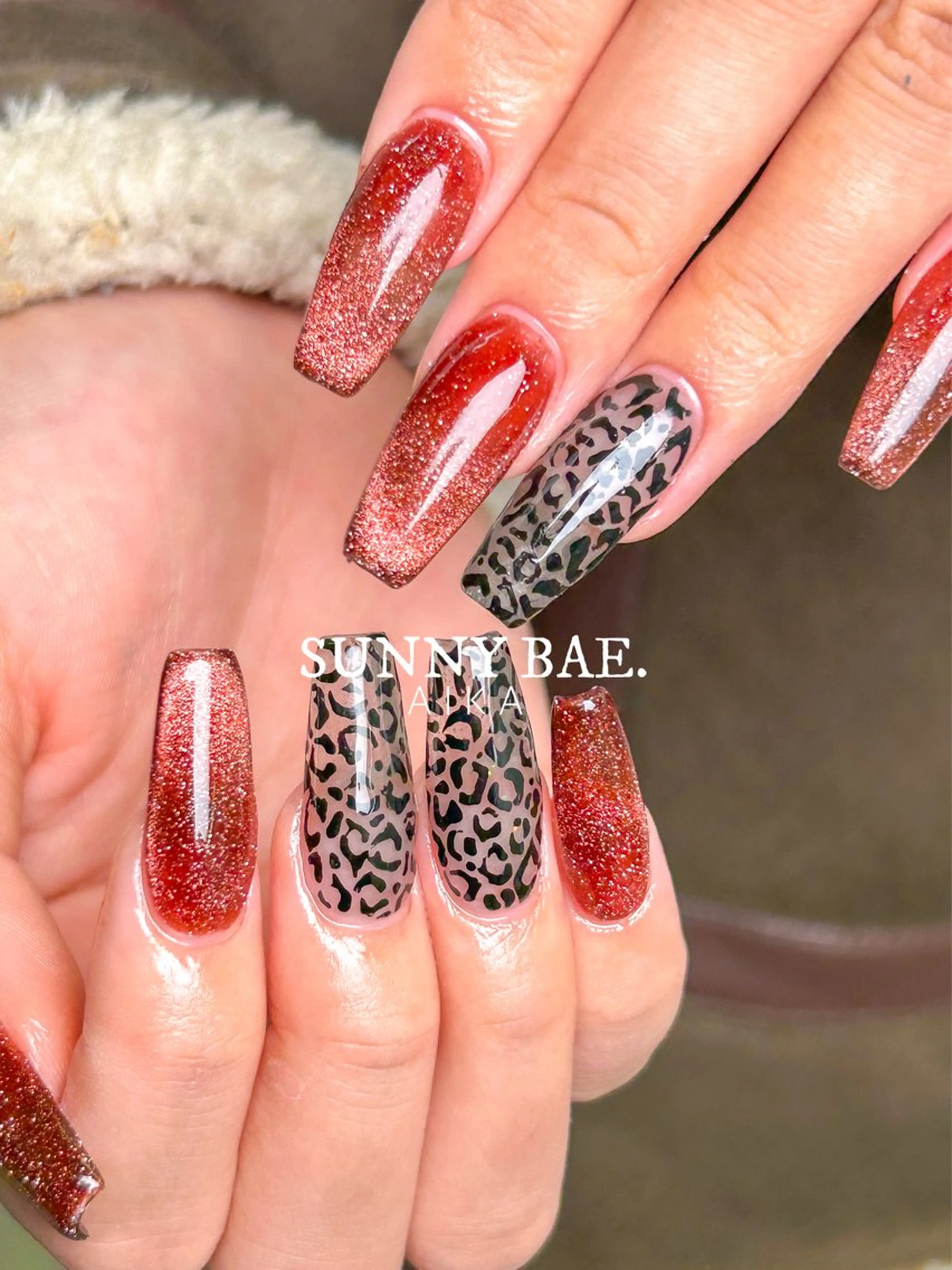 ネイル アニマル柄 フラッシュネイル フラッシュマグ マグネットネイル スカルプネイル Made By AIKAのネイルデザイン