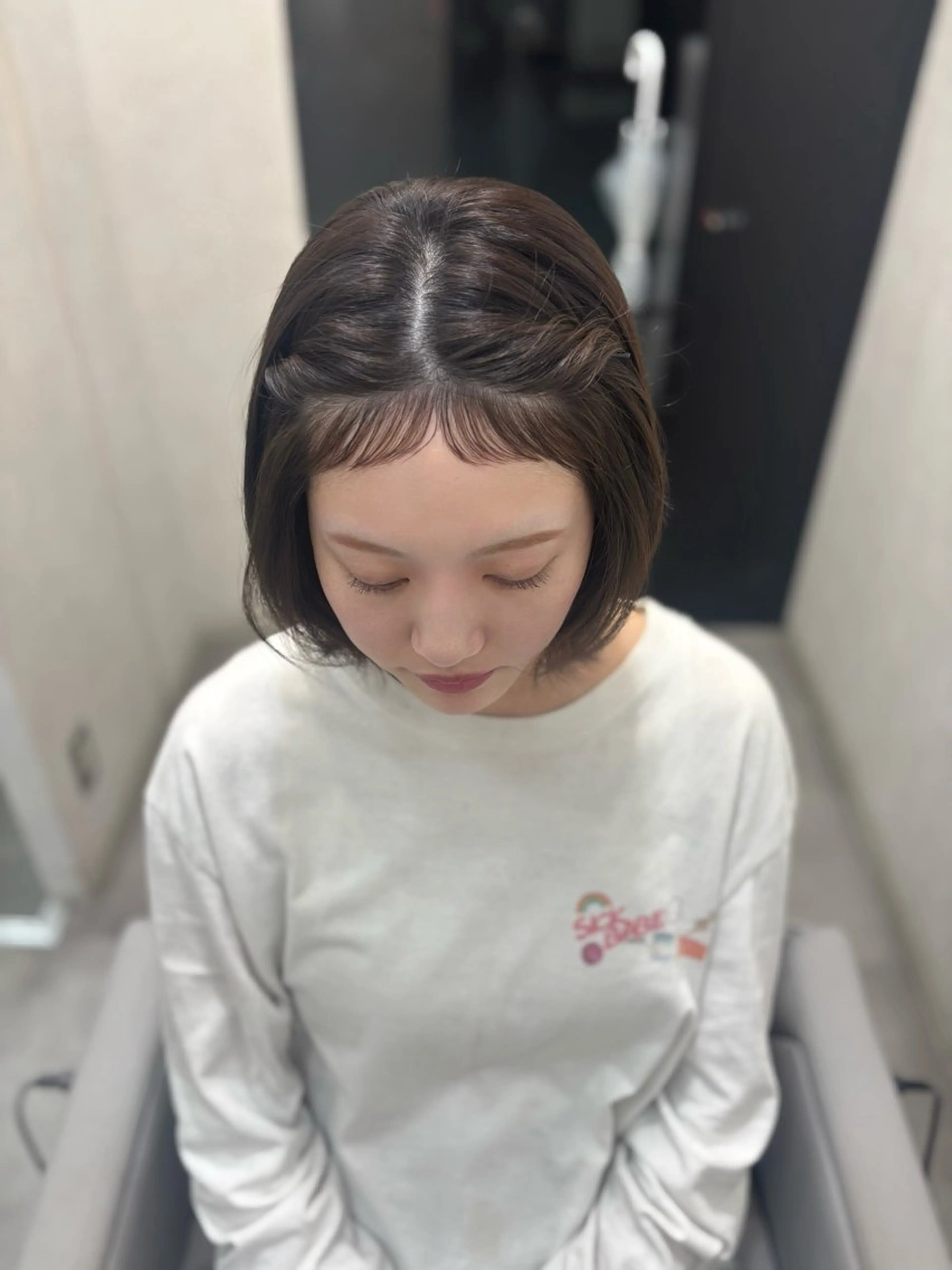 ミディアム カット パーマ 水島 悠香子のヘアスタイル