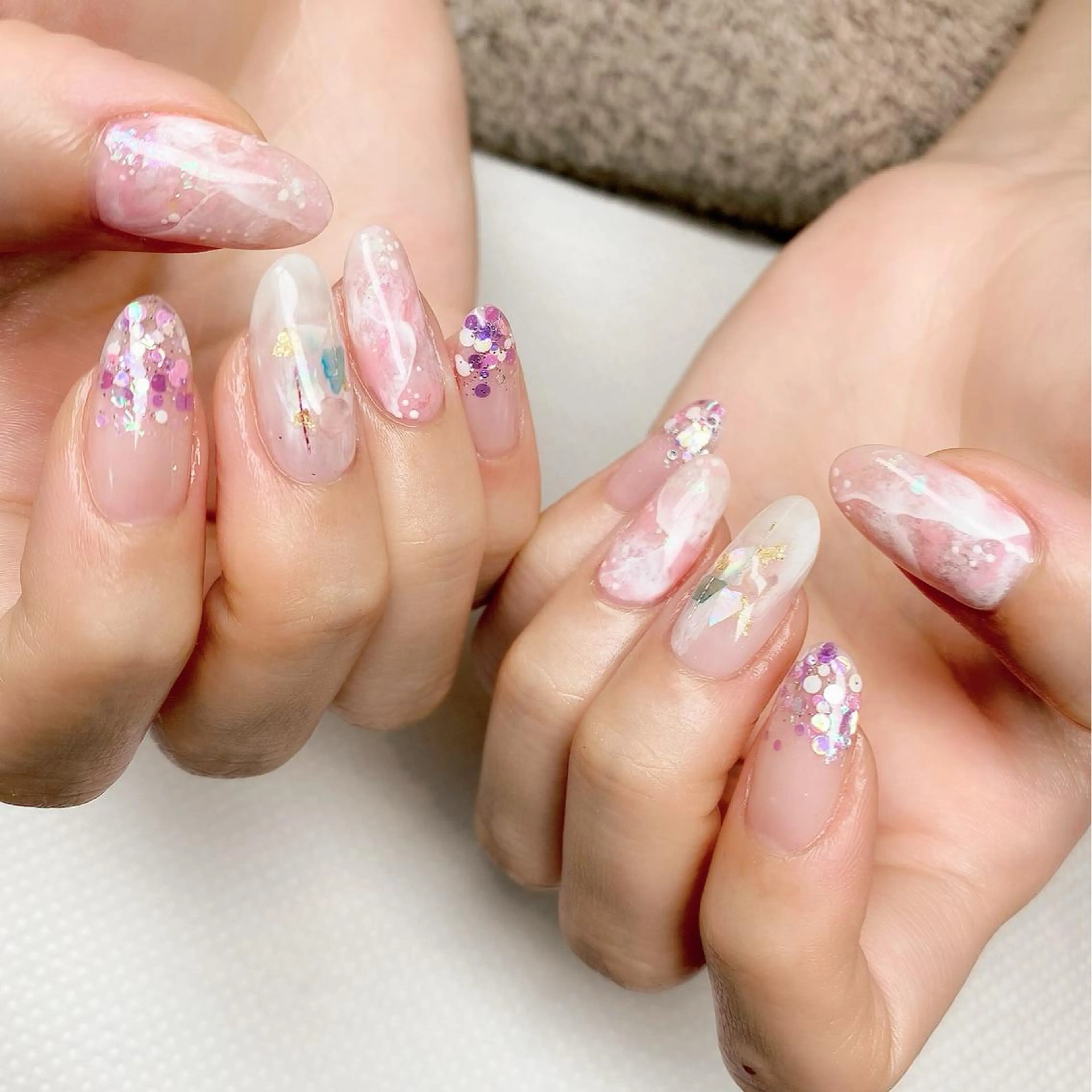 ネイル ニュアンスネイル ピンク ハンドネイル nail salon ily 武蔵新城のネイルデザイン
