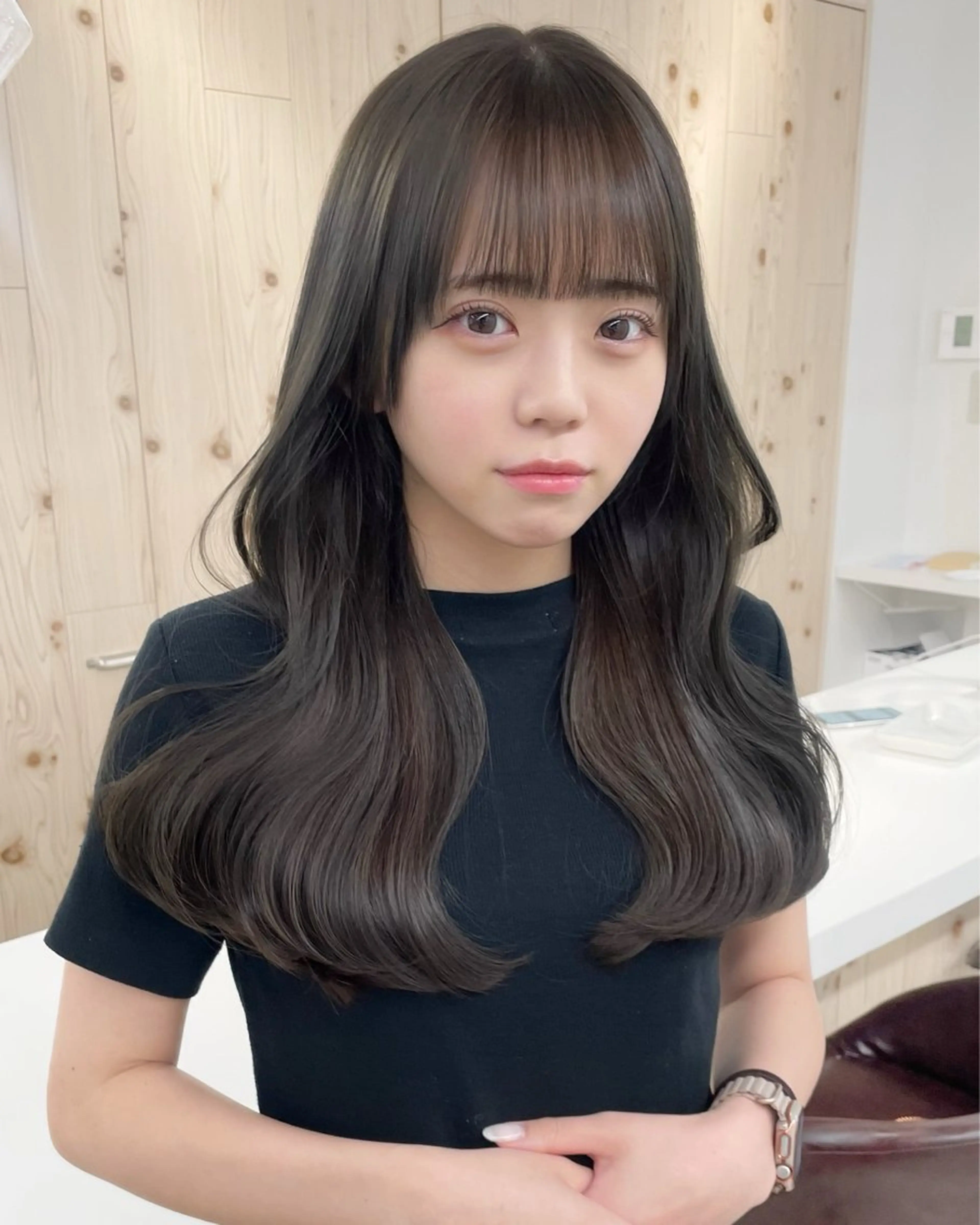 セミロング カラー ヘアカラー トリートメント 新宿/韓国ヘア/ 髪質改善ストレートのヘアスタイル