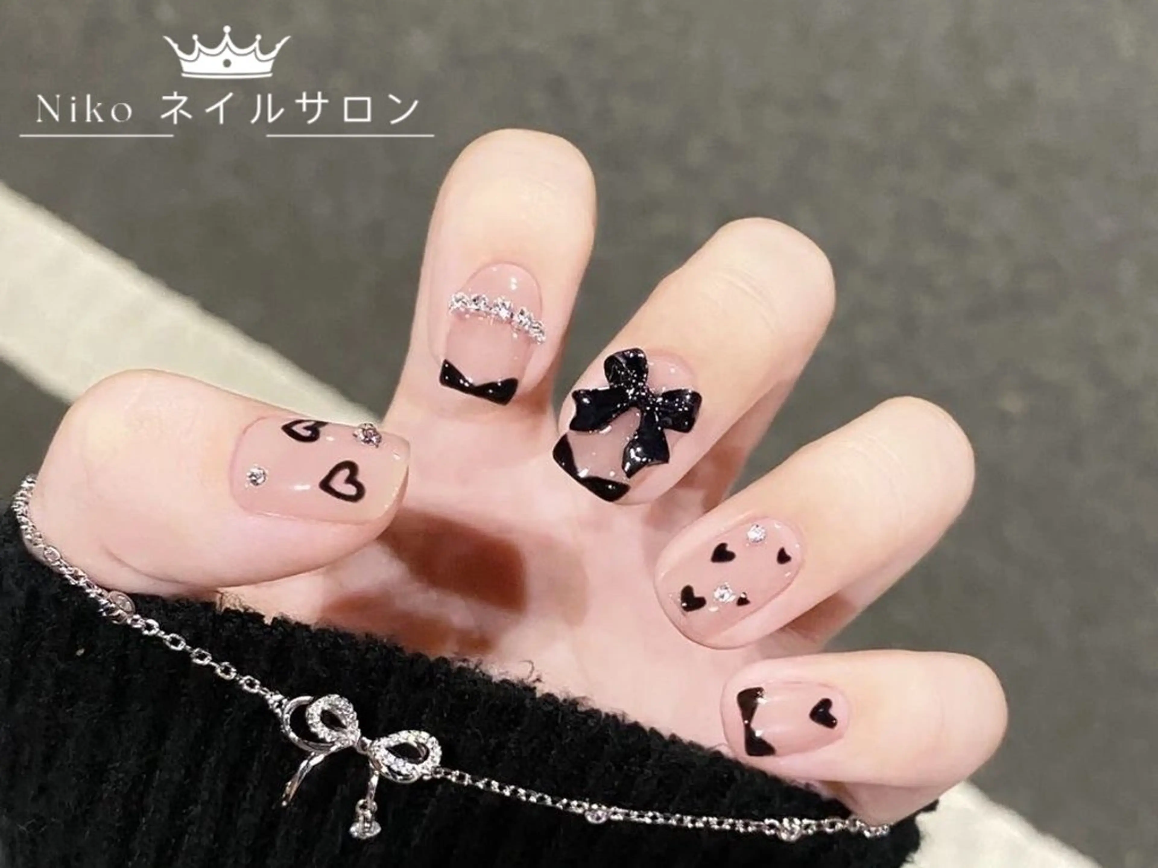 ネイル ジェルネイル ハート 韓国ネイル ニュアンスネイル パラジェル ハンドネイル Nikoネイルサロン 高田馬場店のネイルデザイン