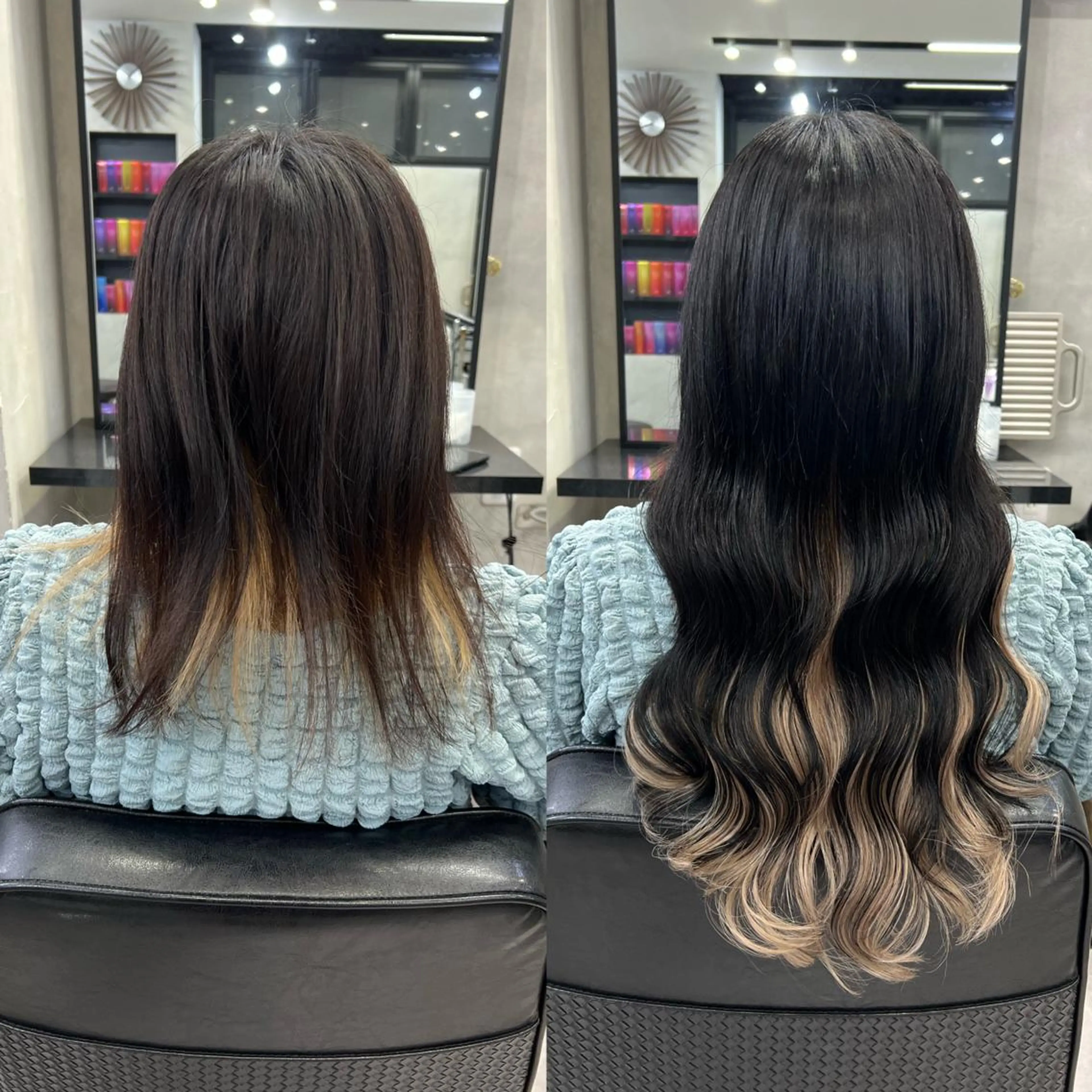 ロング カラー ヘアアレンジ シールエクステ アッシュ バレイヤージュ ベージュカラー 黒髪 カット ヘアカラー エクステ ar+ ❤︎ maiのヘアスタイル