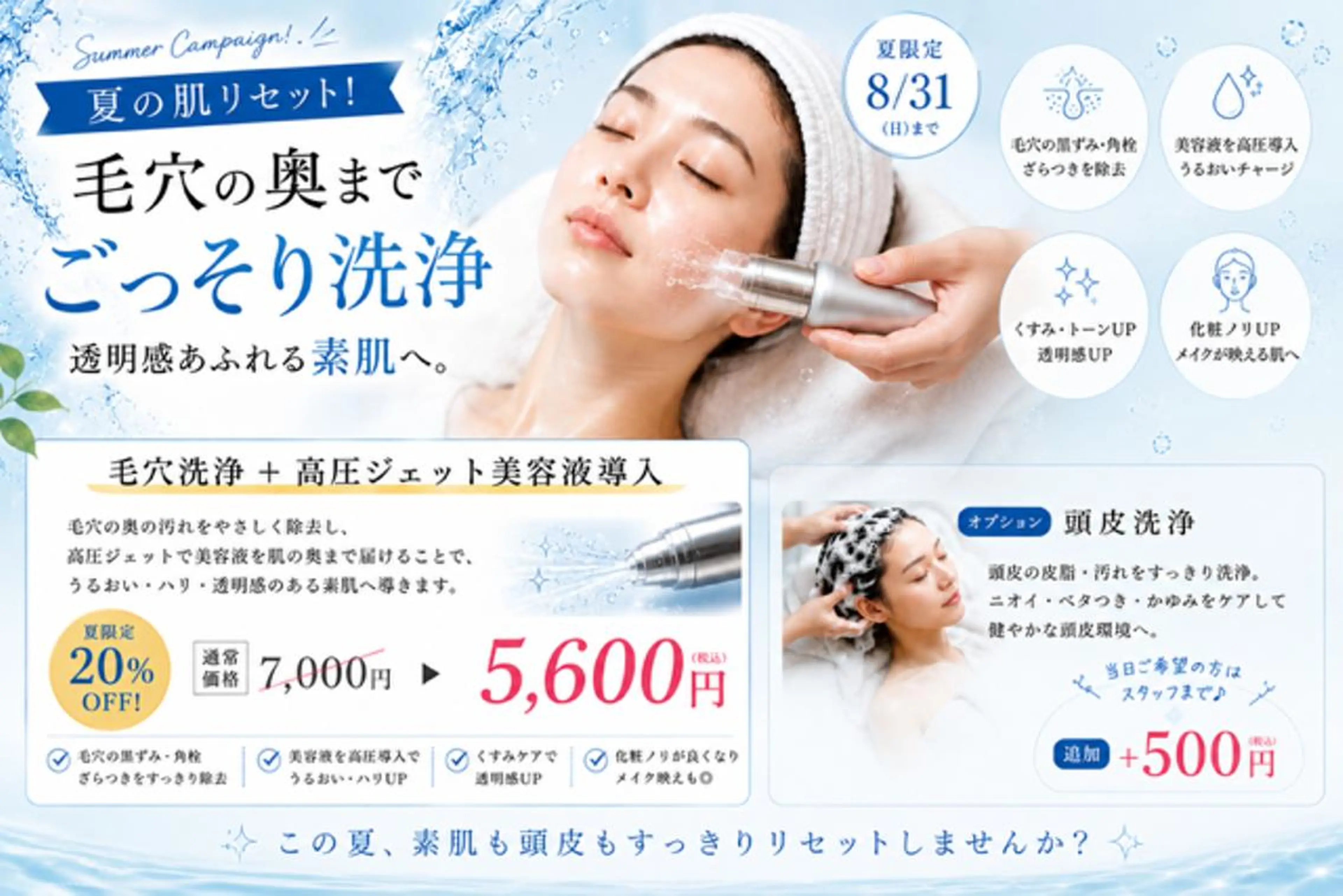 毛穴洗浄+高圧ジェット美容液導入の写真