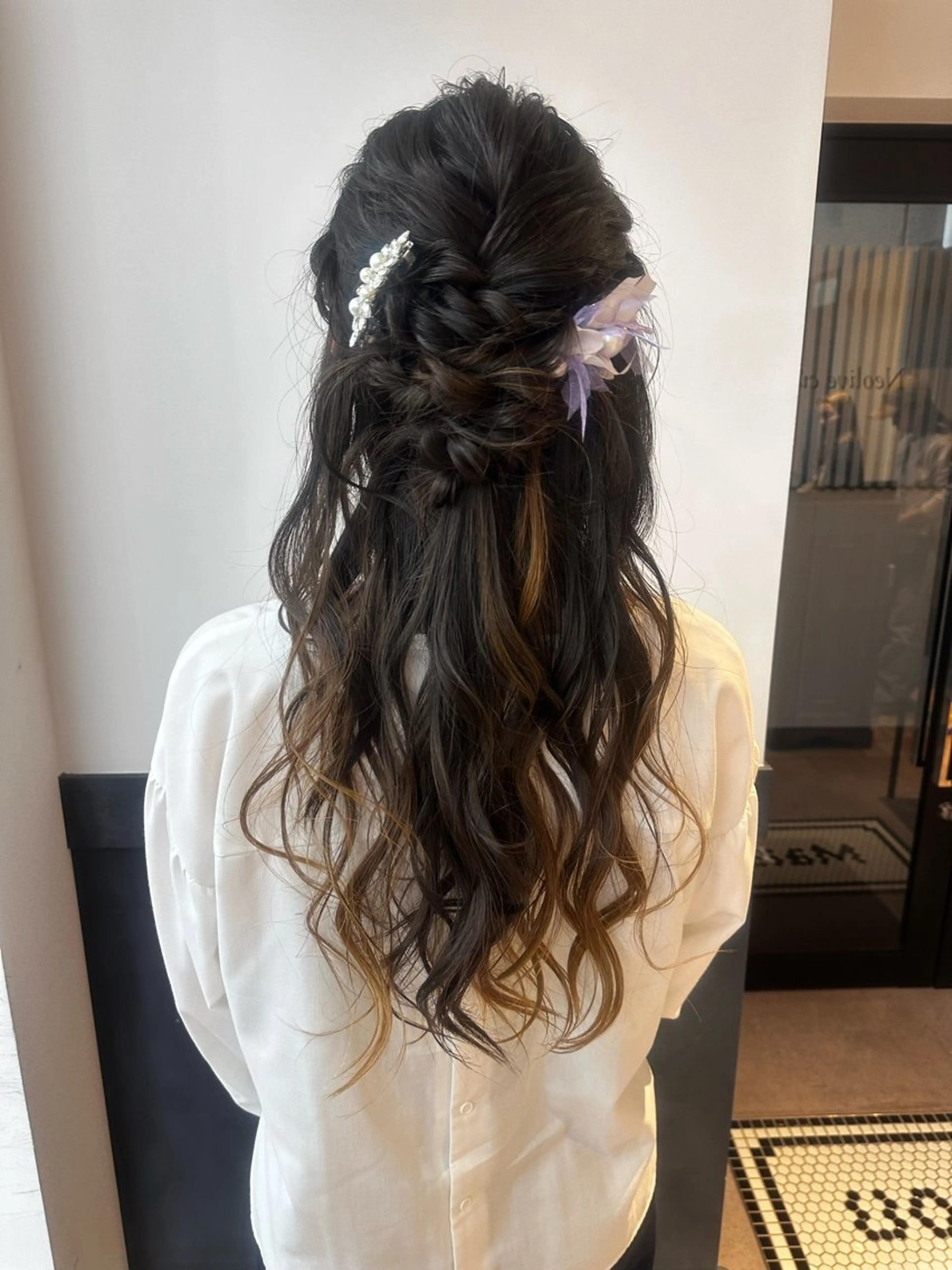 ロング カラー パーマ ヘアアレンジ メンズ キッズ ヘアセット レイヤーカット 🌿透け感カラーのヘアスタイル