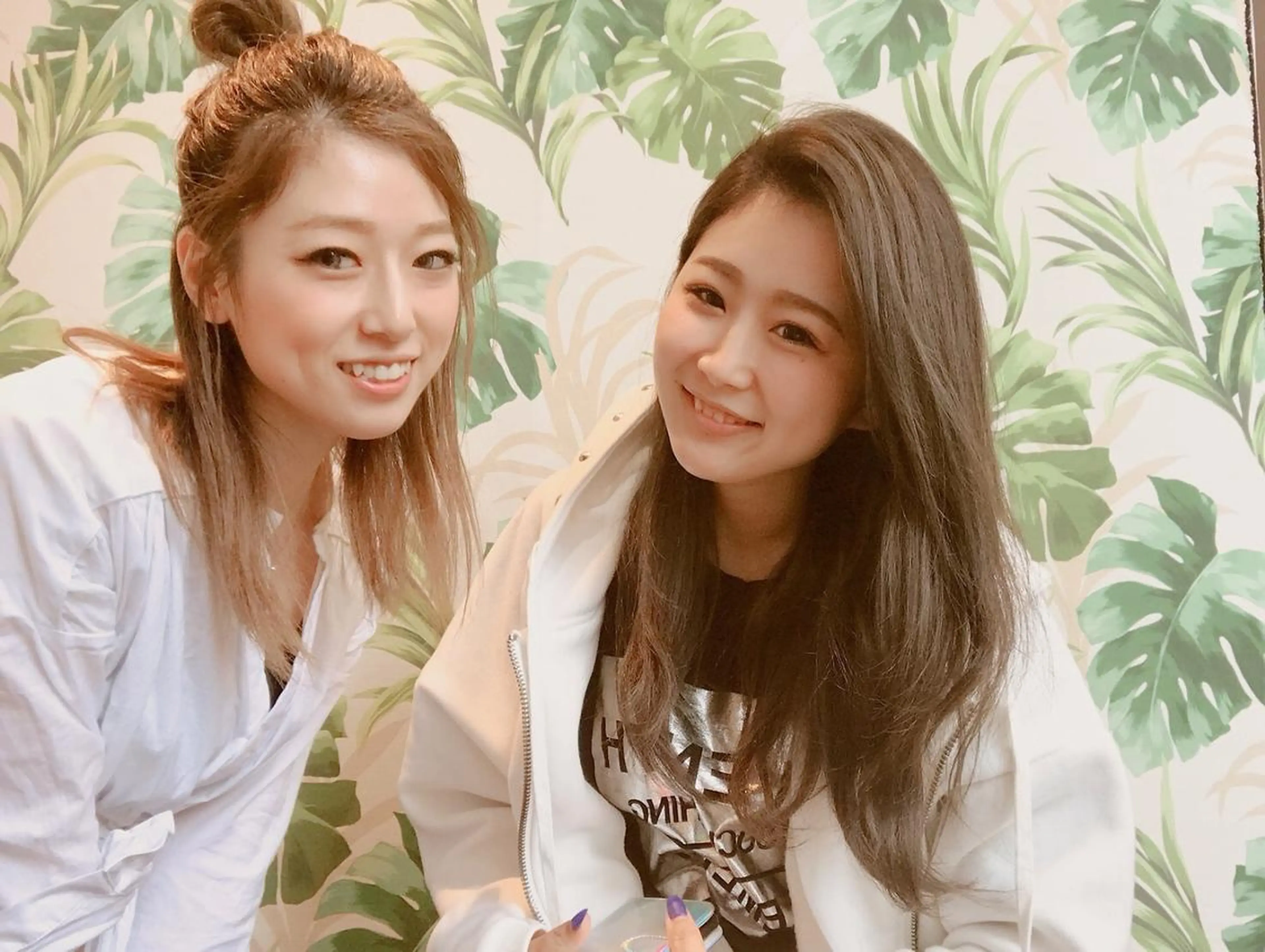 セミロング カラー パーマ ヘアアレンジ チビ編み込みエクステ シールEXどぅ〜すのヘアスタイル