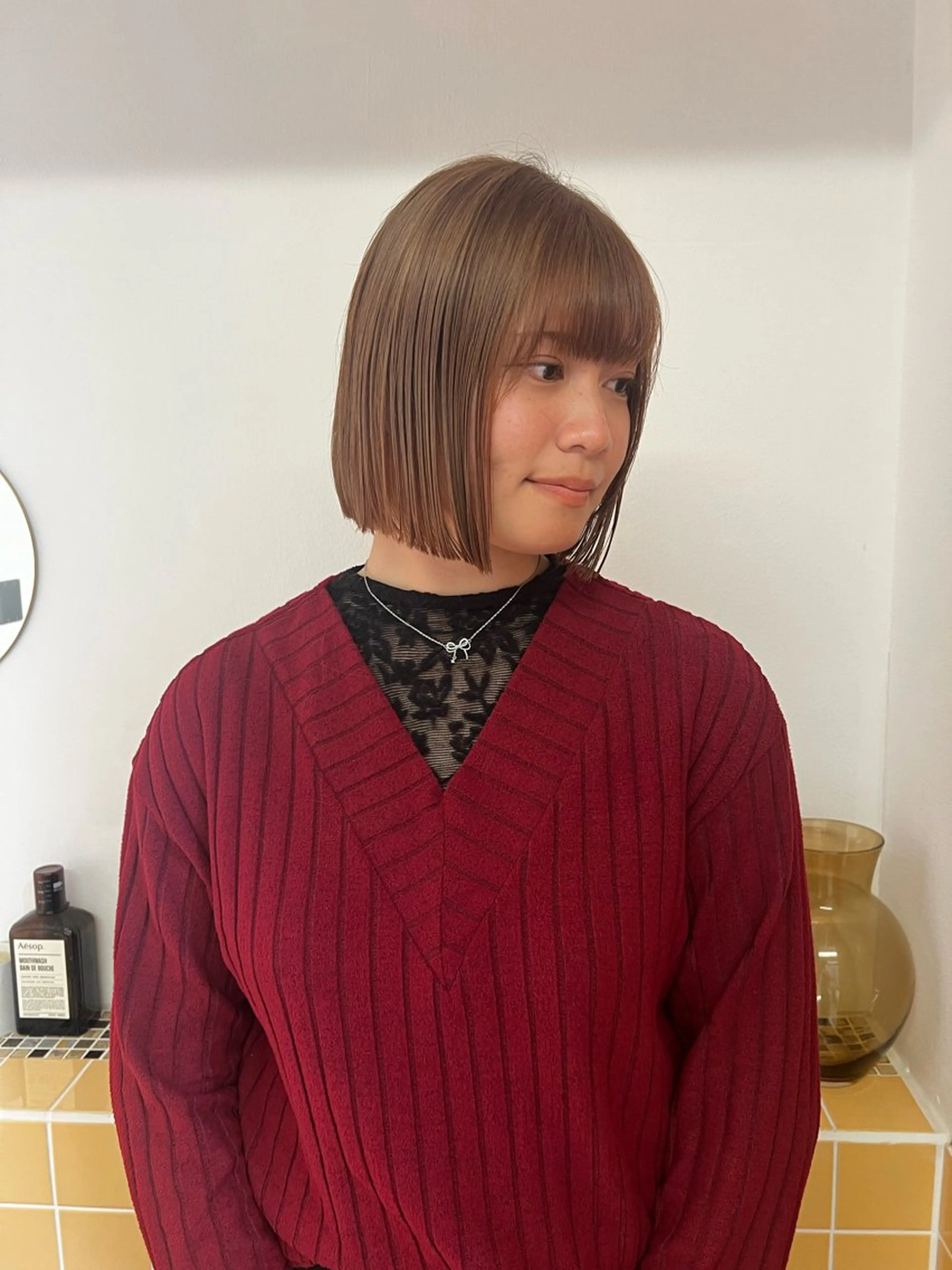 ショート カラー nishido ハイライト/パーマのヘアスタイル