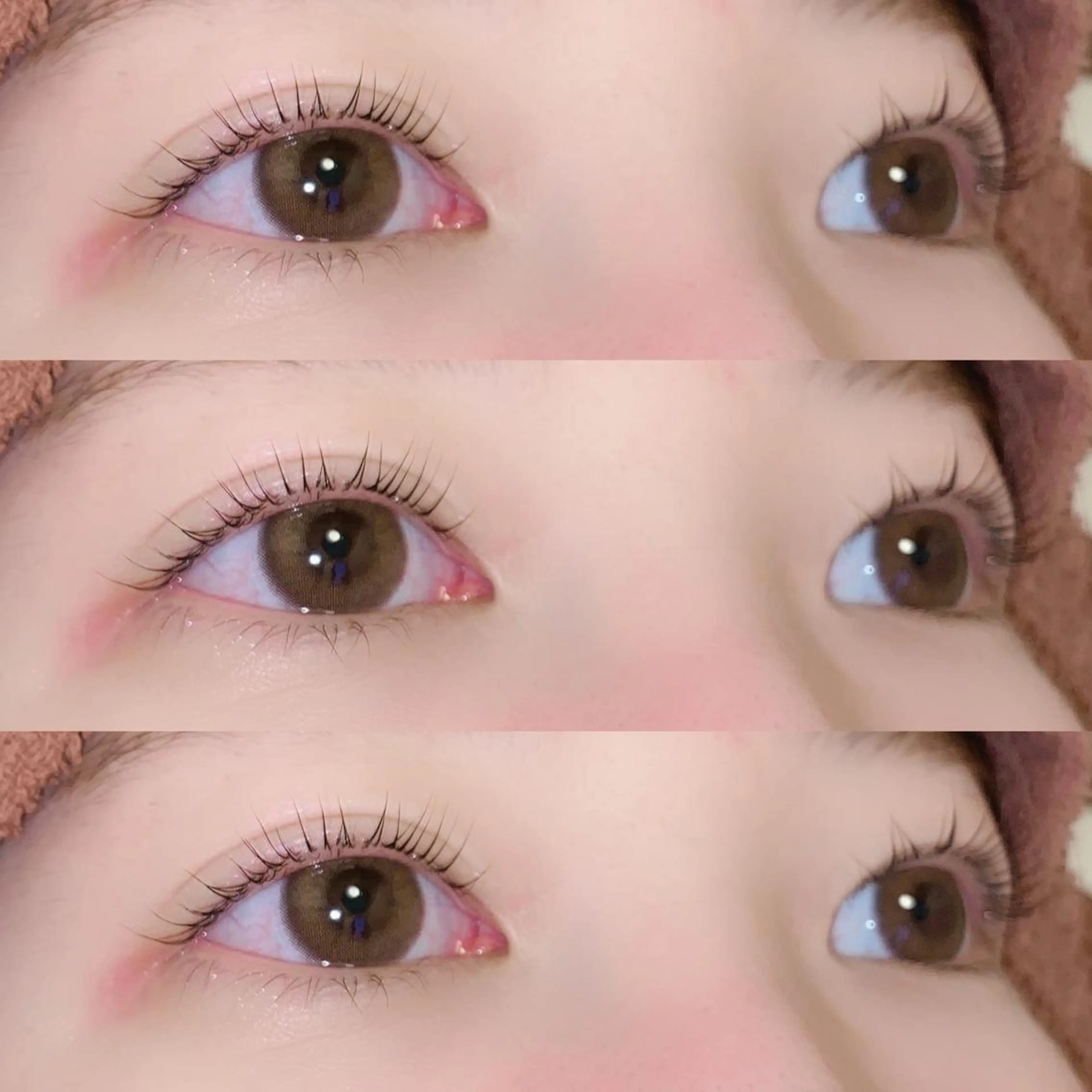 マツエク・マツパ 束感まつ毛 フラットラッシュ 韓国風マツエク パリジェンヌラッシュリフト ボリュームラッシュ 肌に馴染むハイトーン /ミルクティーカラーのヘアスタイル