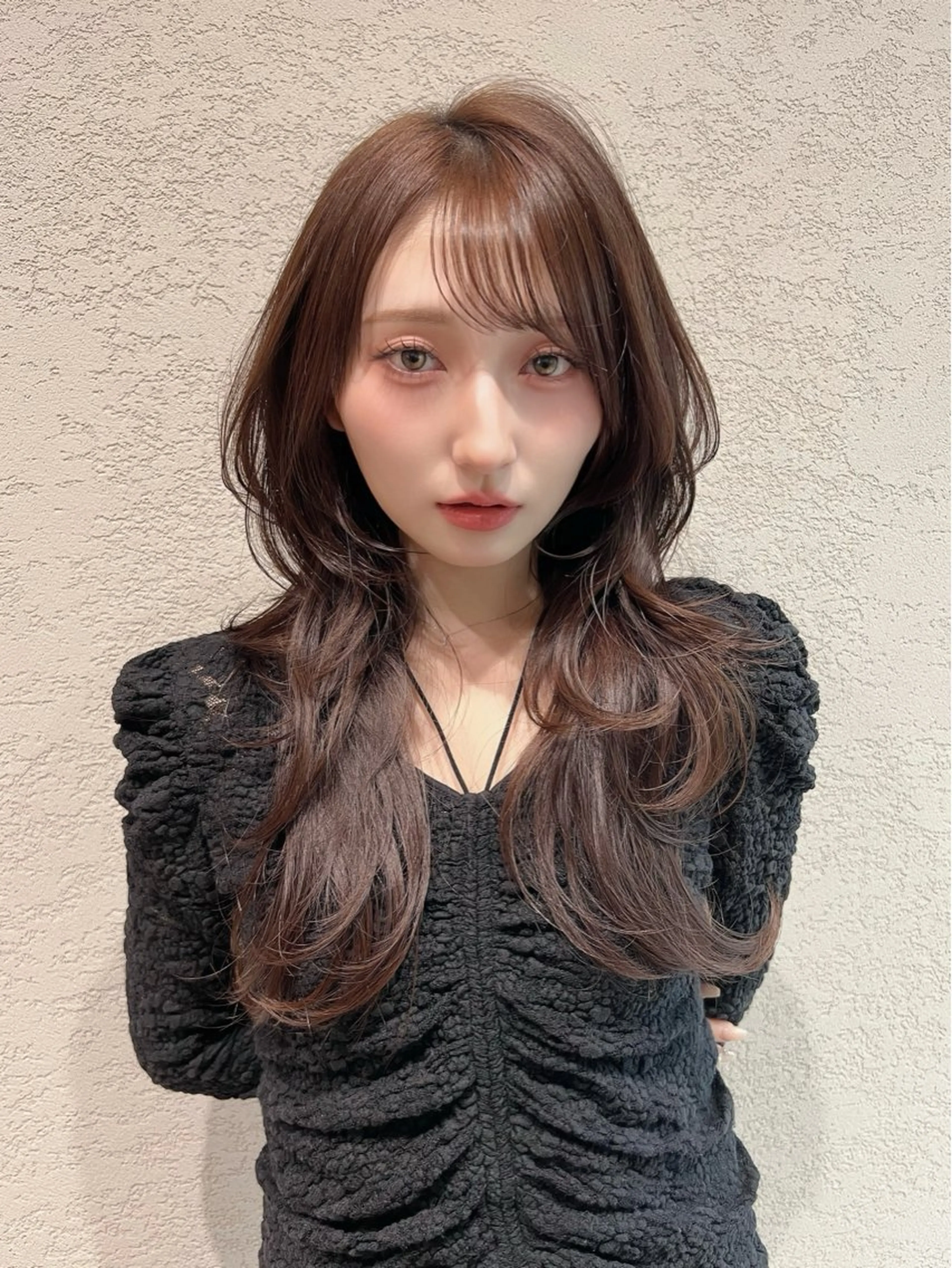 ロング カラー カット ヘアカラー トリートメント 興津/韓国レイヤー ダブルカラー美髪縮毛のヘアスタイル