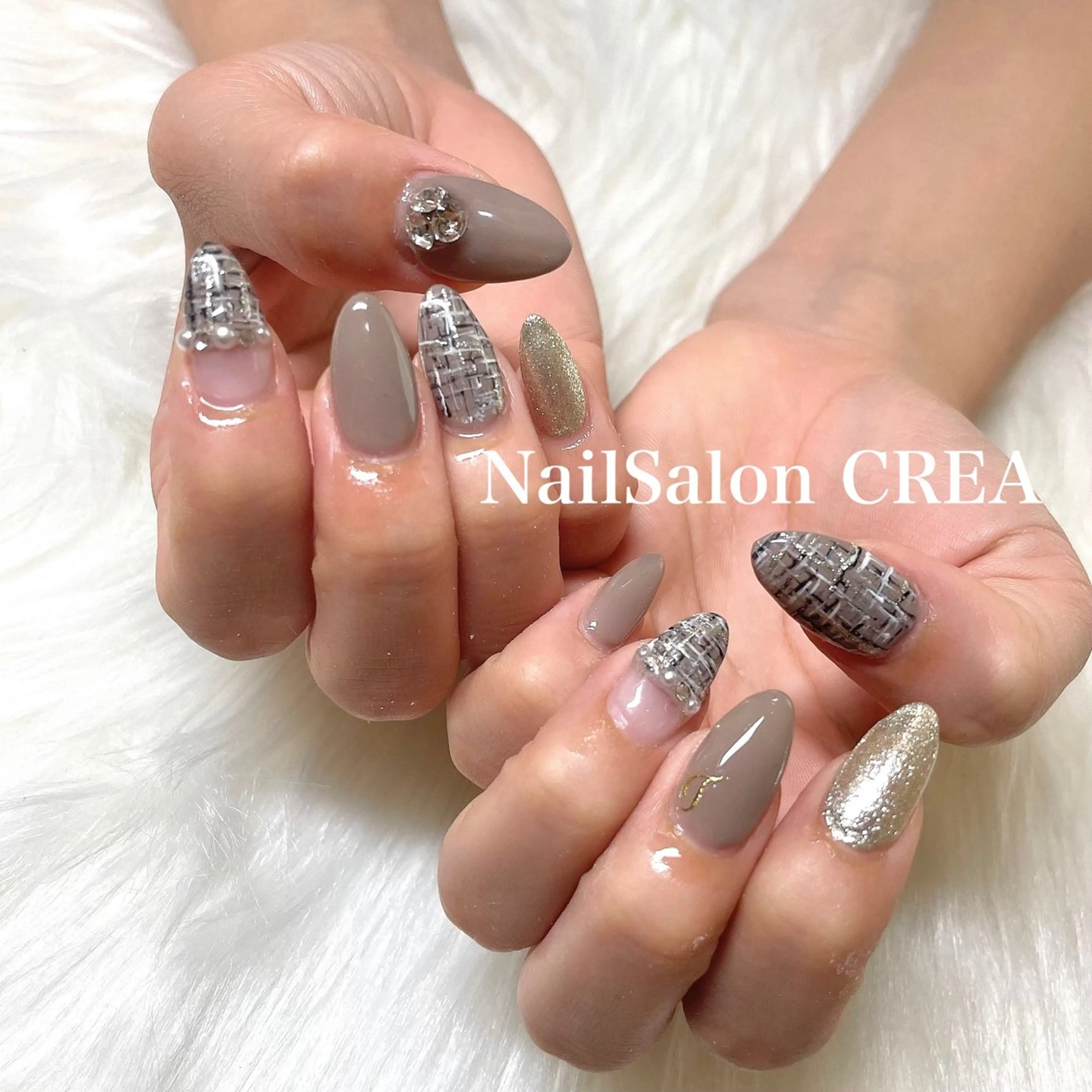 ネイル ストーンネイル ハンドネイル NailSalon CREAのネイルデザイン