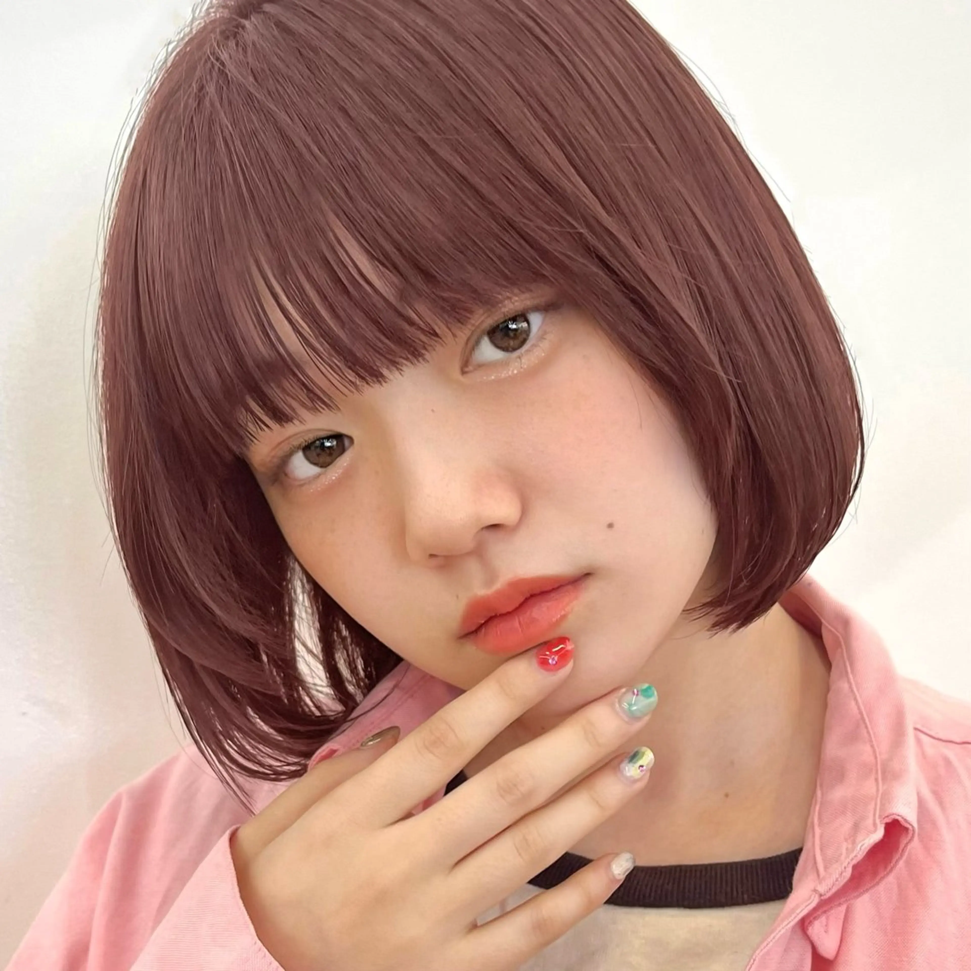 セミロング カラー 暖色/艶髪/ボブ/ ショート/Ayaのヘアスタイル