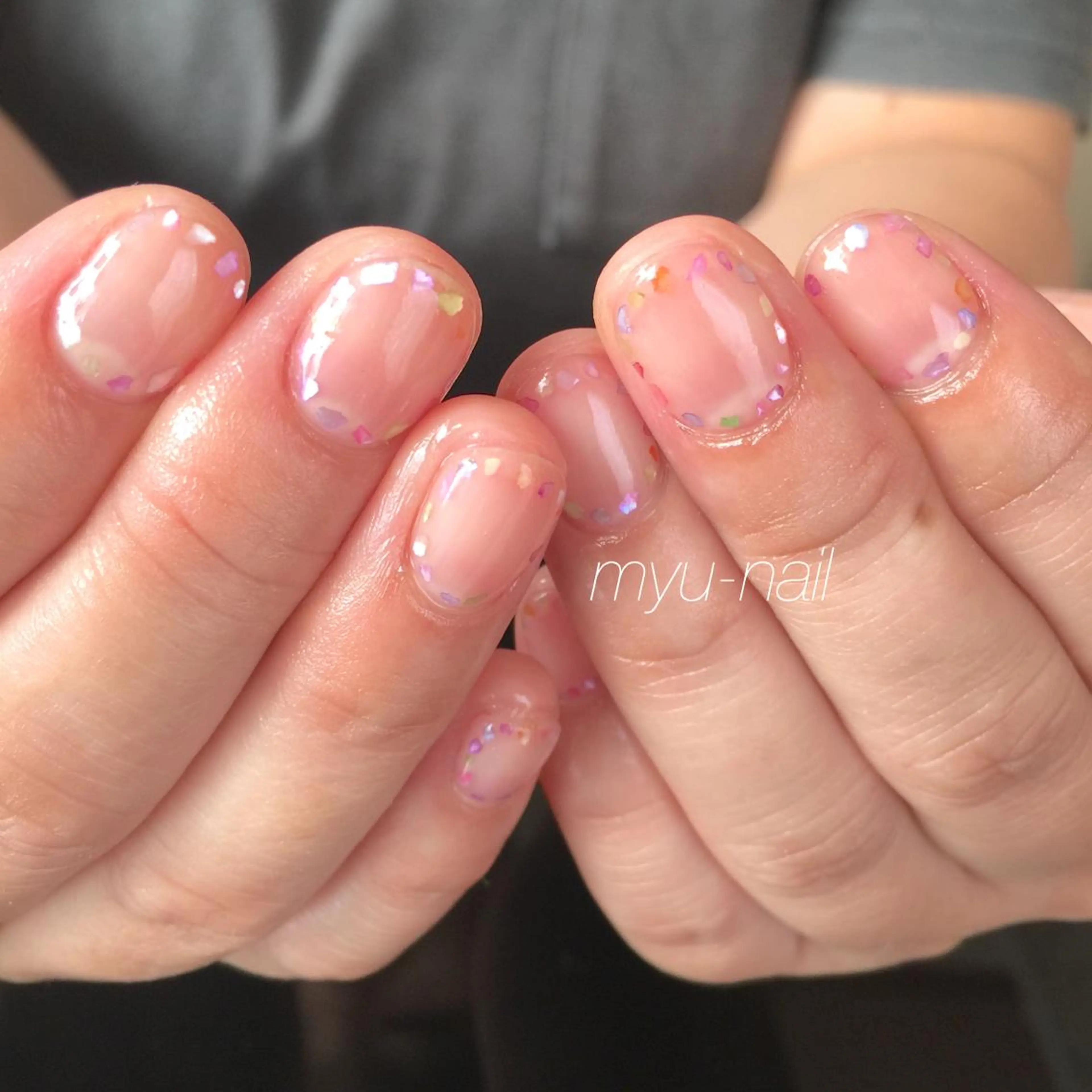 ネイル クリアネイル ジェルネイル ショートネイル ホームサロン myu-nailのネイルデザイン