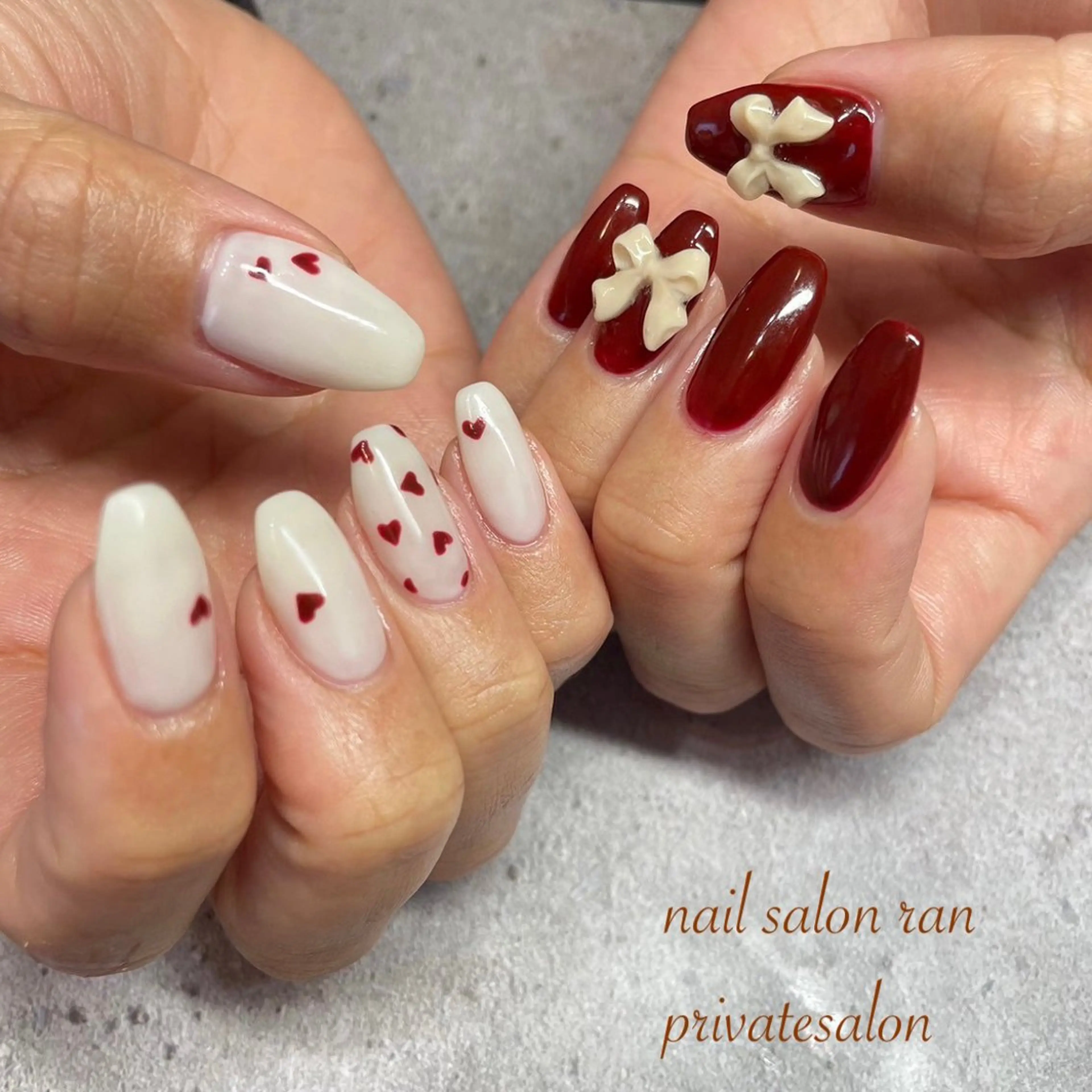 ネイル ハート バレンタイン ハンドネイル ハンドケア nailsalon ranのネイルデザイン