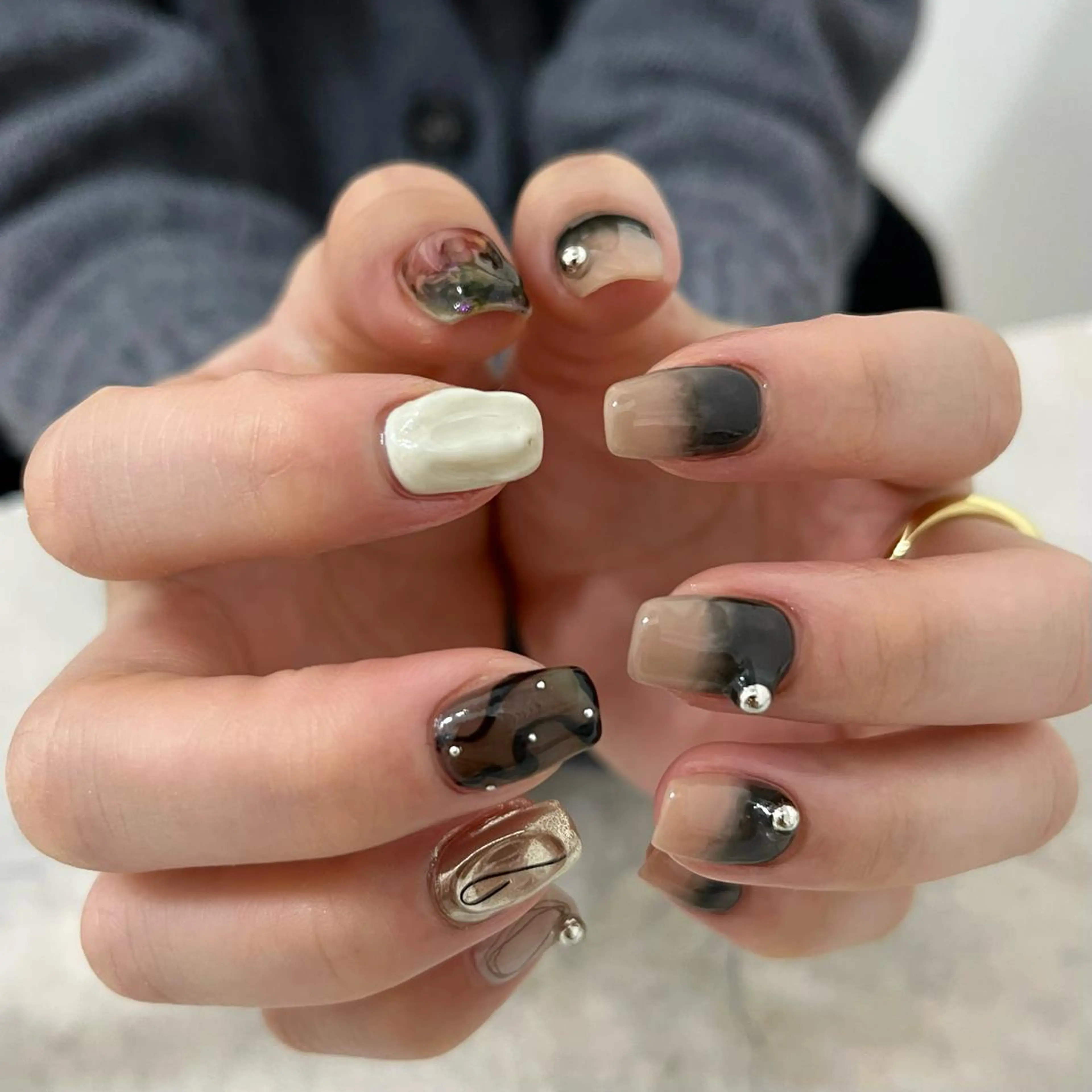 ネイル グリーン ハンドネイル vegh.所属・vegh. nail／阿波座のネイルデザイン