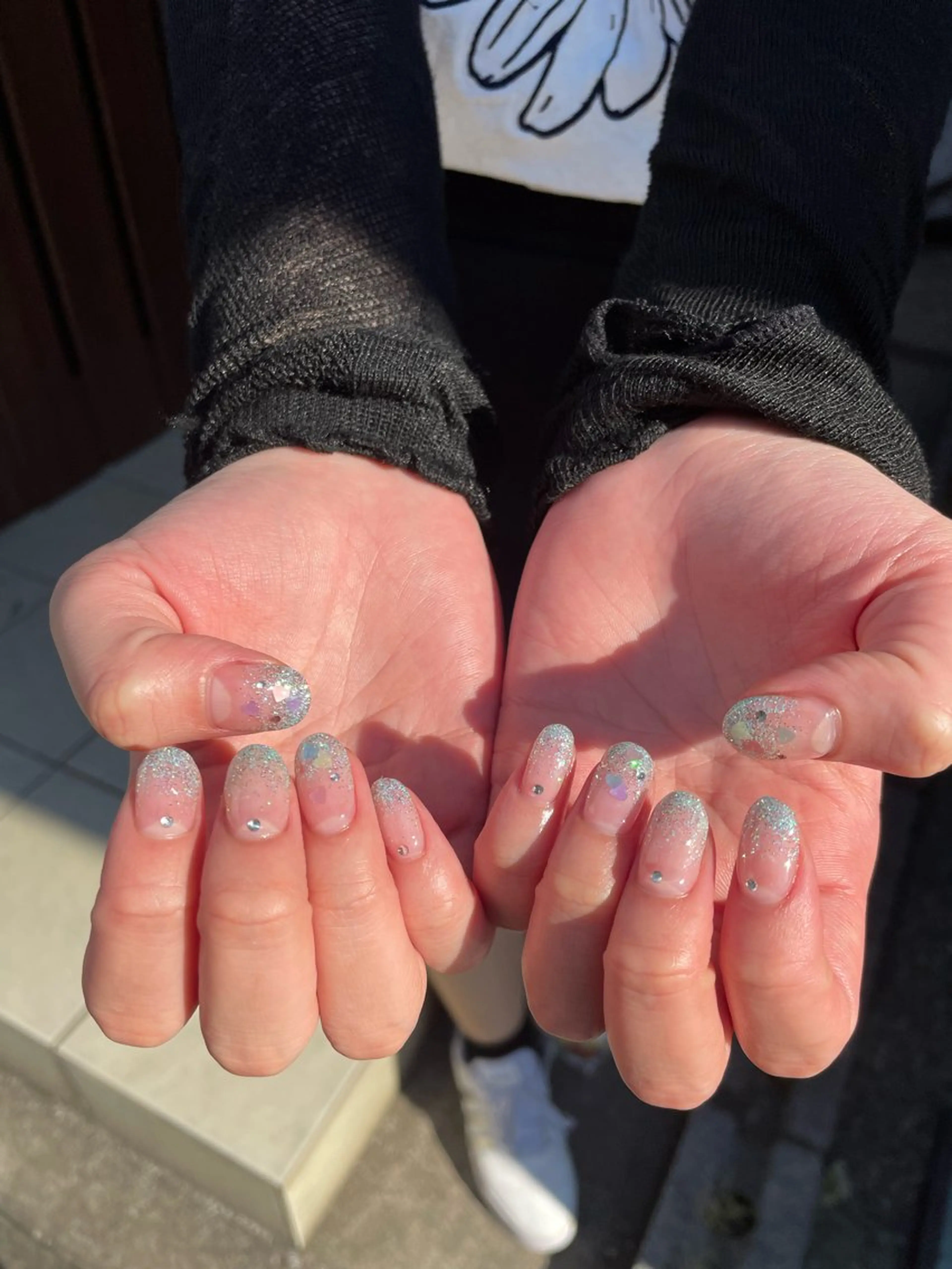 ネイル ラメ(グリッター) 水色 ハンドネイル Ricnail☾ ayanoのネイルデザイン