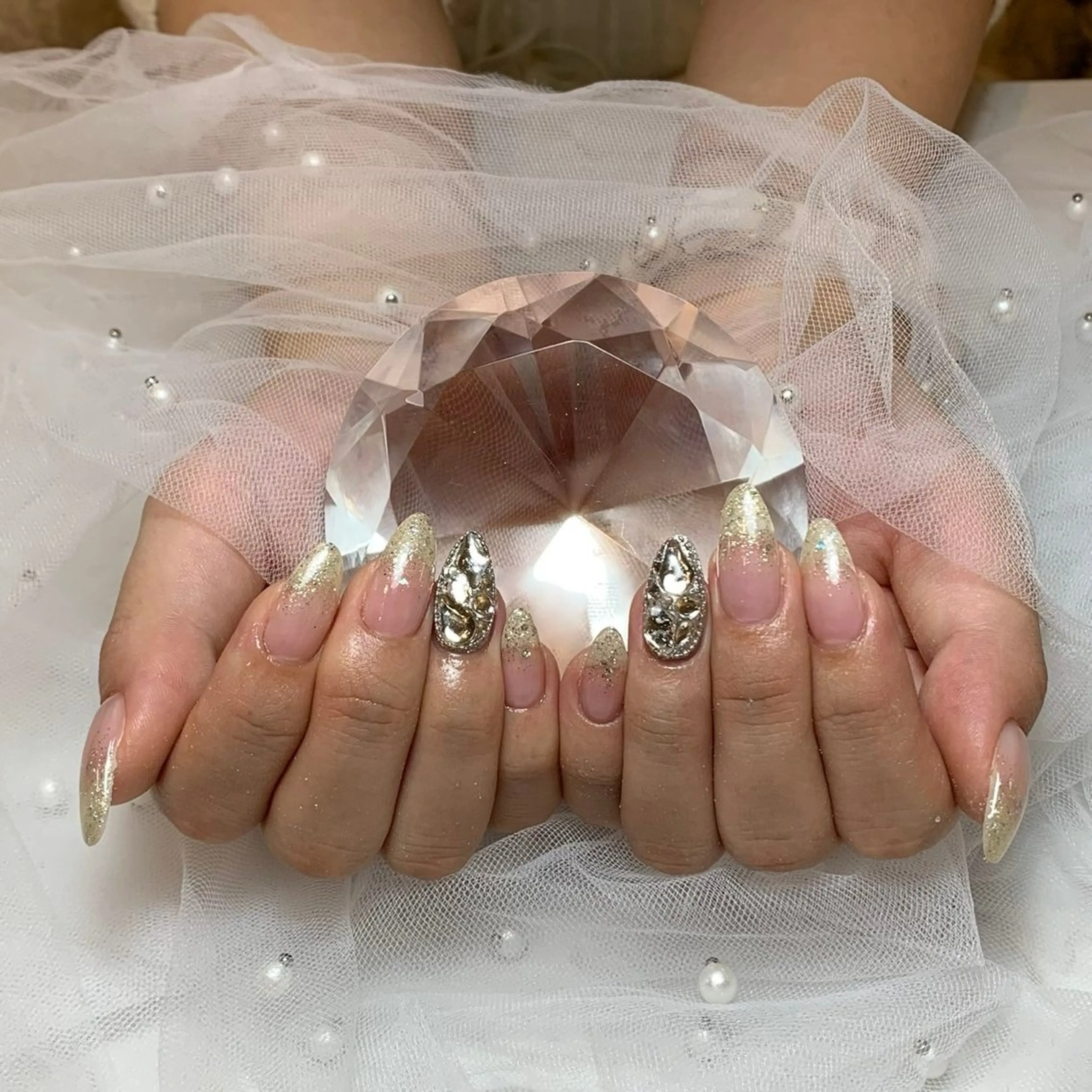 ネイル グラデーション ラメ(グリッター) ラメグラデーション ハンドネイル D.d ririaのネイルデザイン