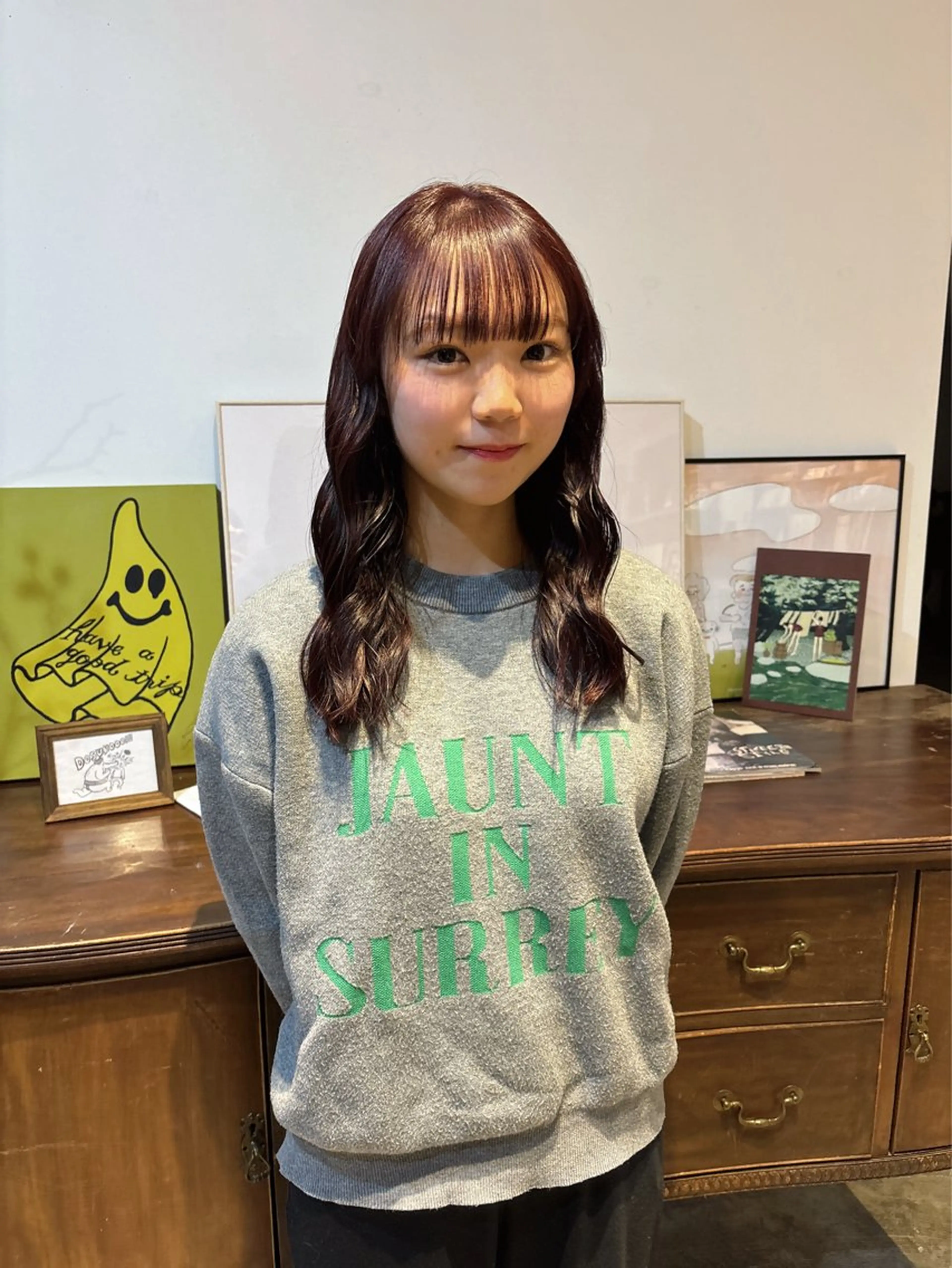 セミロング カラー ブリーチ ブリーチなしカラー カット ヘアカラー トリートメント 安藤楓華 fuka andoのヘアスタイル