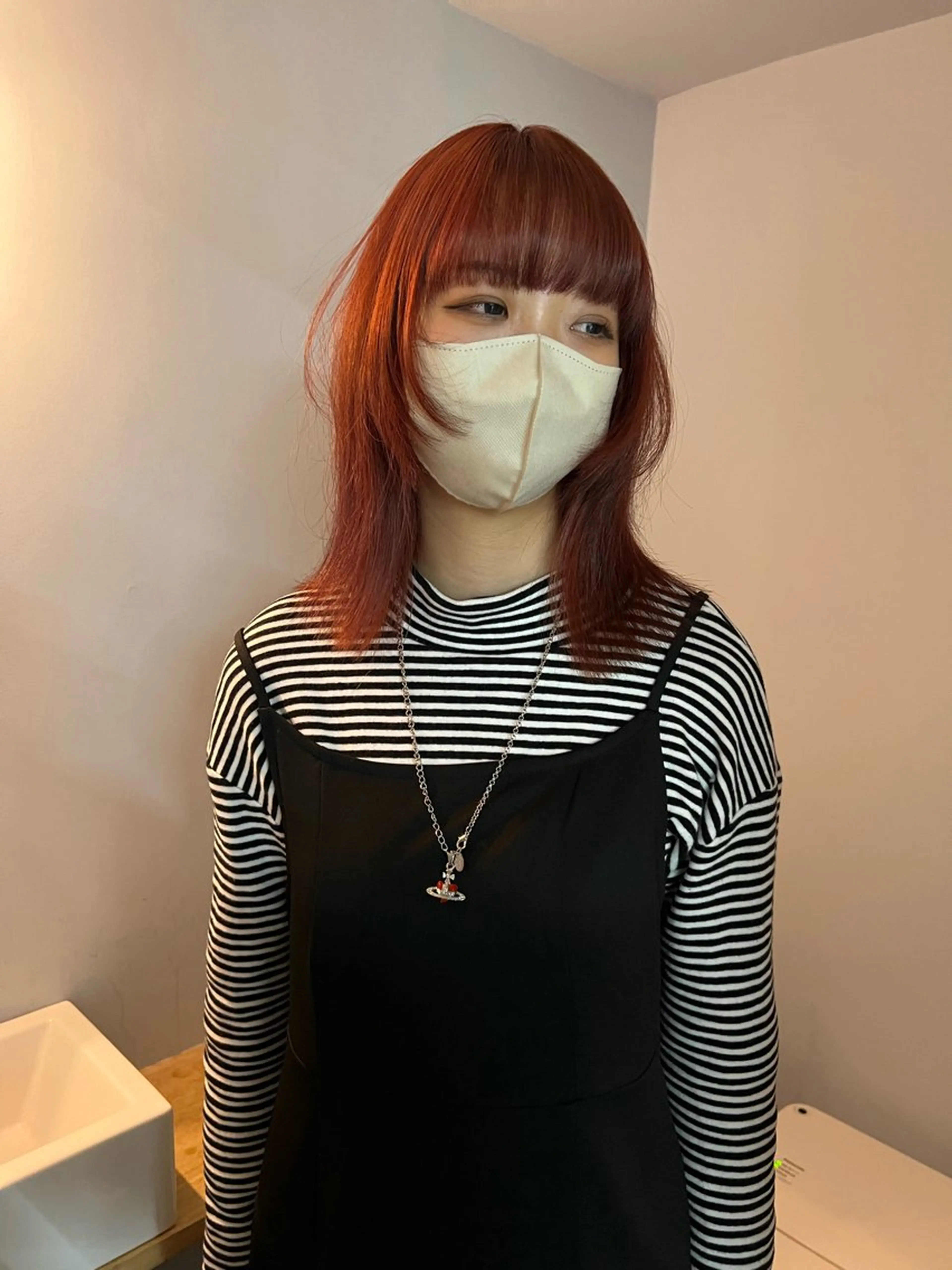 ミディアム 顔周りカット 舟橋耀/ブリーチカラ ー/レイヤーカットのヘアスタイル