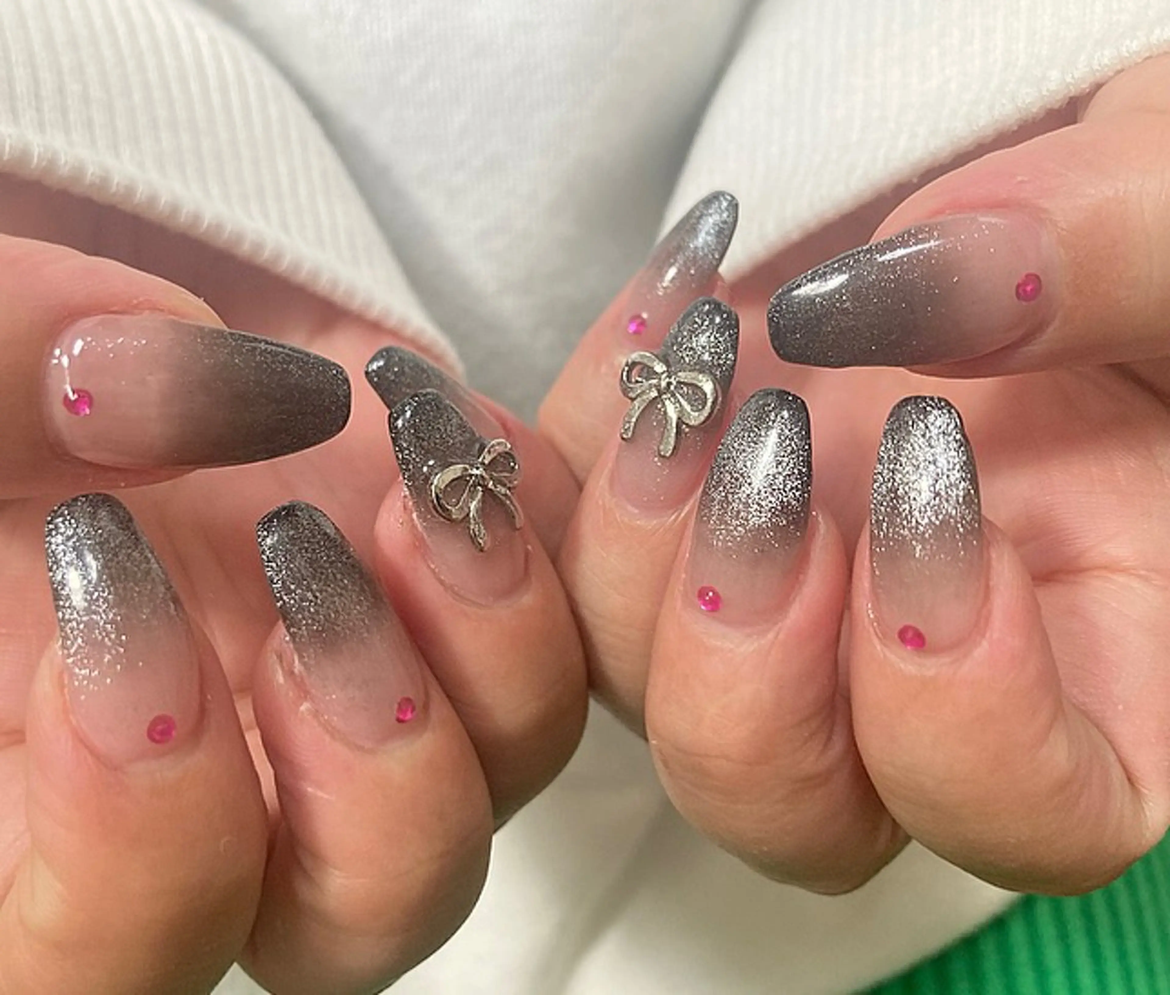 ネイル リボン ハンドネイル NAILSALON NUIT.[ニュイ]のネイルデザイン