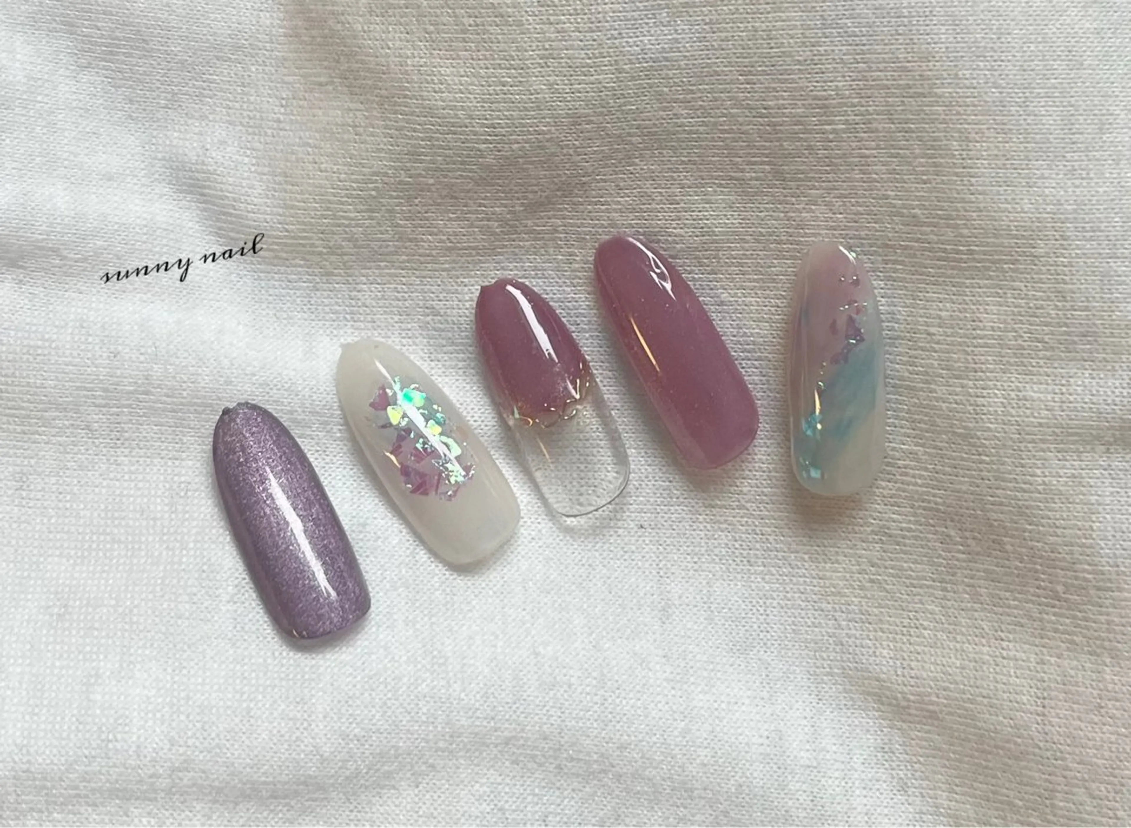 ネイル ジェルネイル マグネットネイル パラジェル パープル sunny nailのネイルデザイン