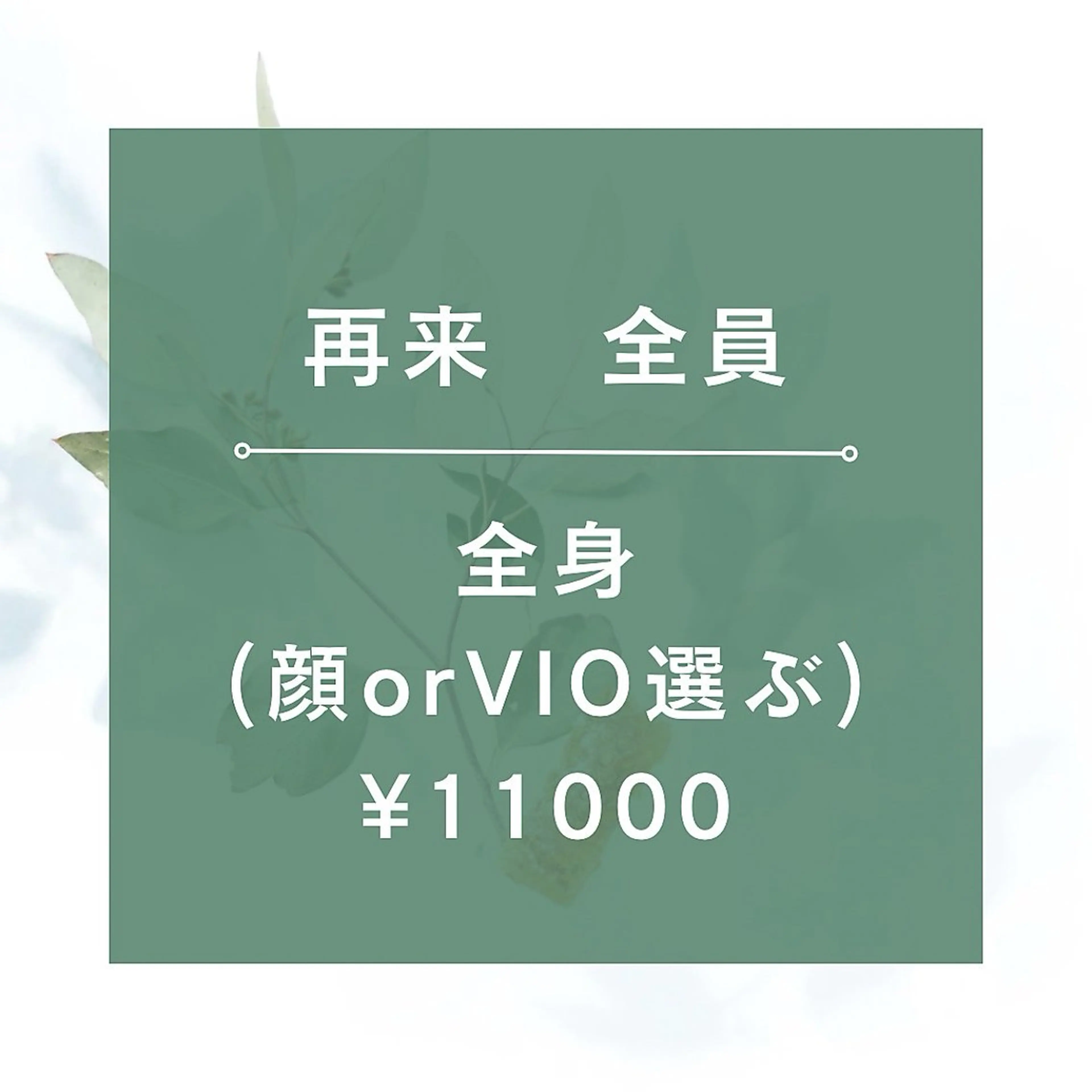 【男女OK】★☆全身脱毛（顔orVIO）¥11000☆★90分の写真