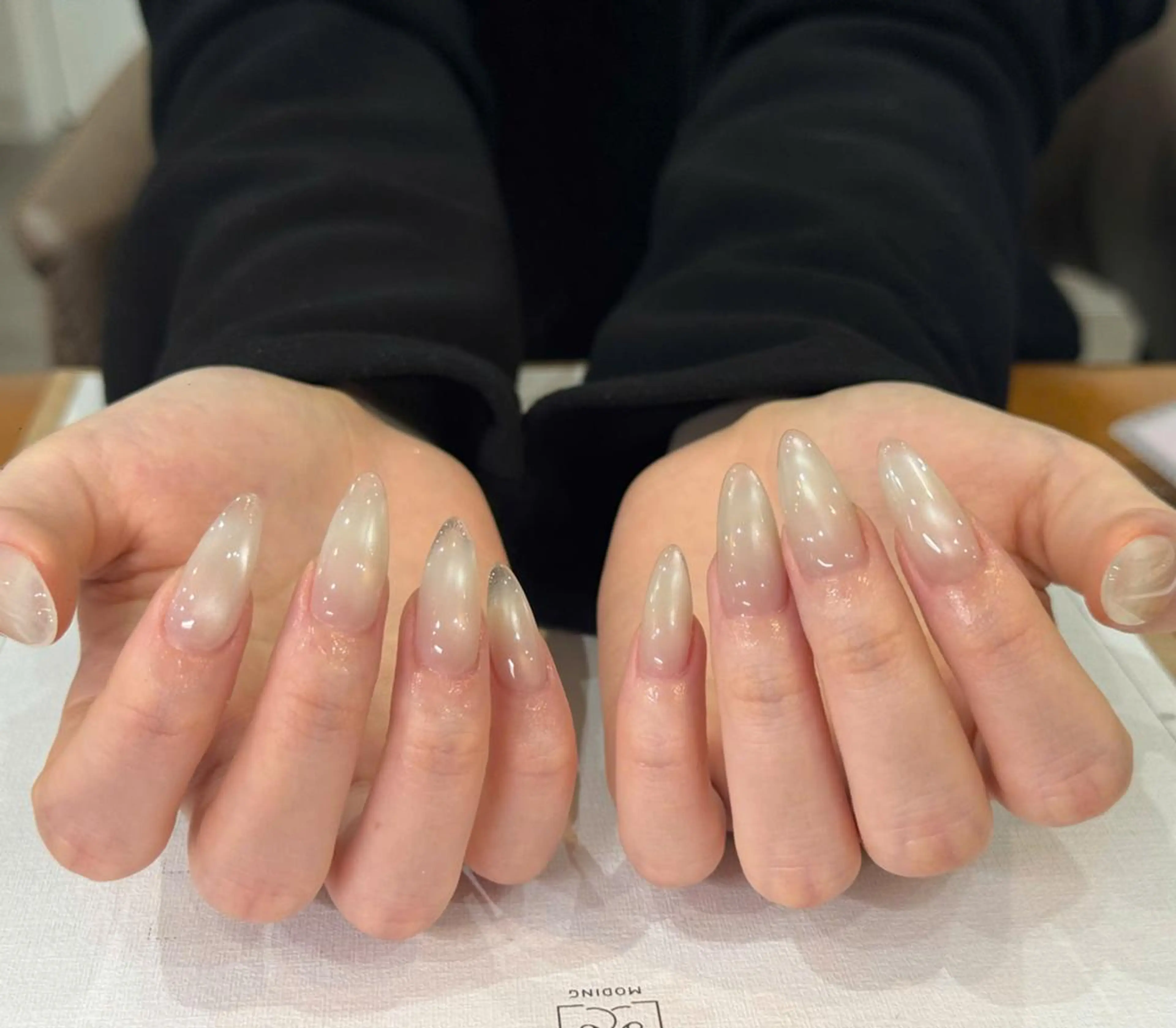 ネイル ブルー ドット フラワーネイル ジェルネイル グラデーション あい 小森のネイルデザイン