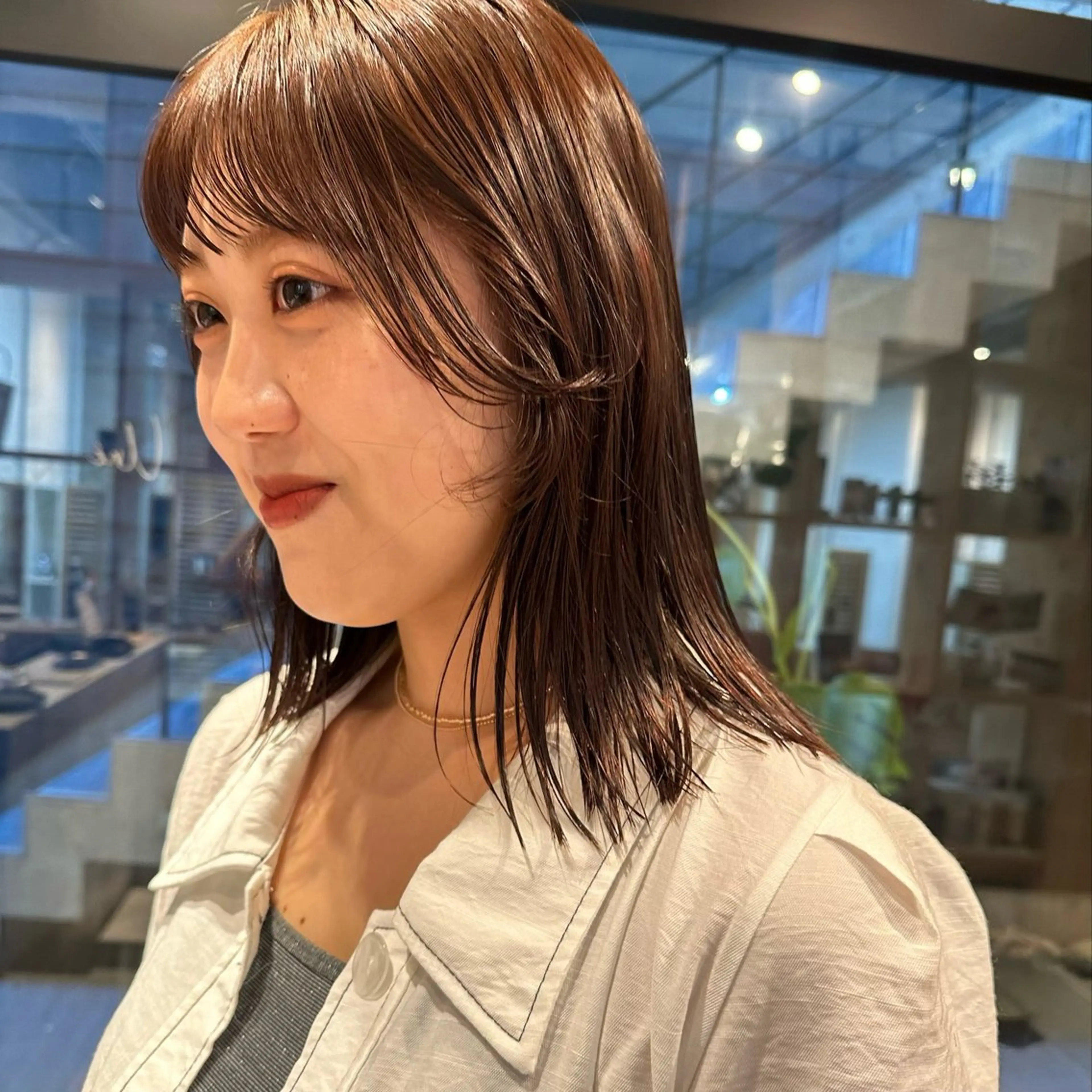 ショート カラー ベージュカラー ボブ/レイヤー/ニュ アンスパーマ/小夏のヘアスタイル