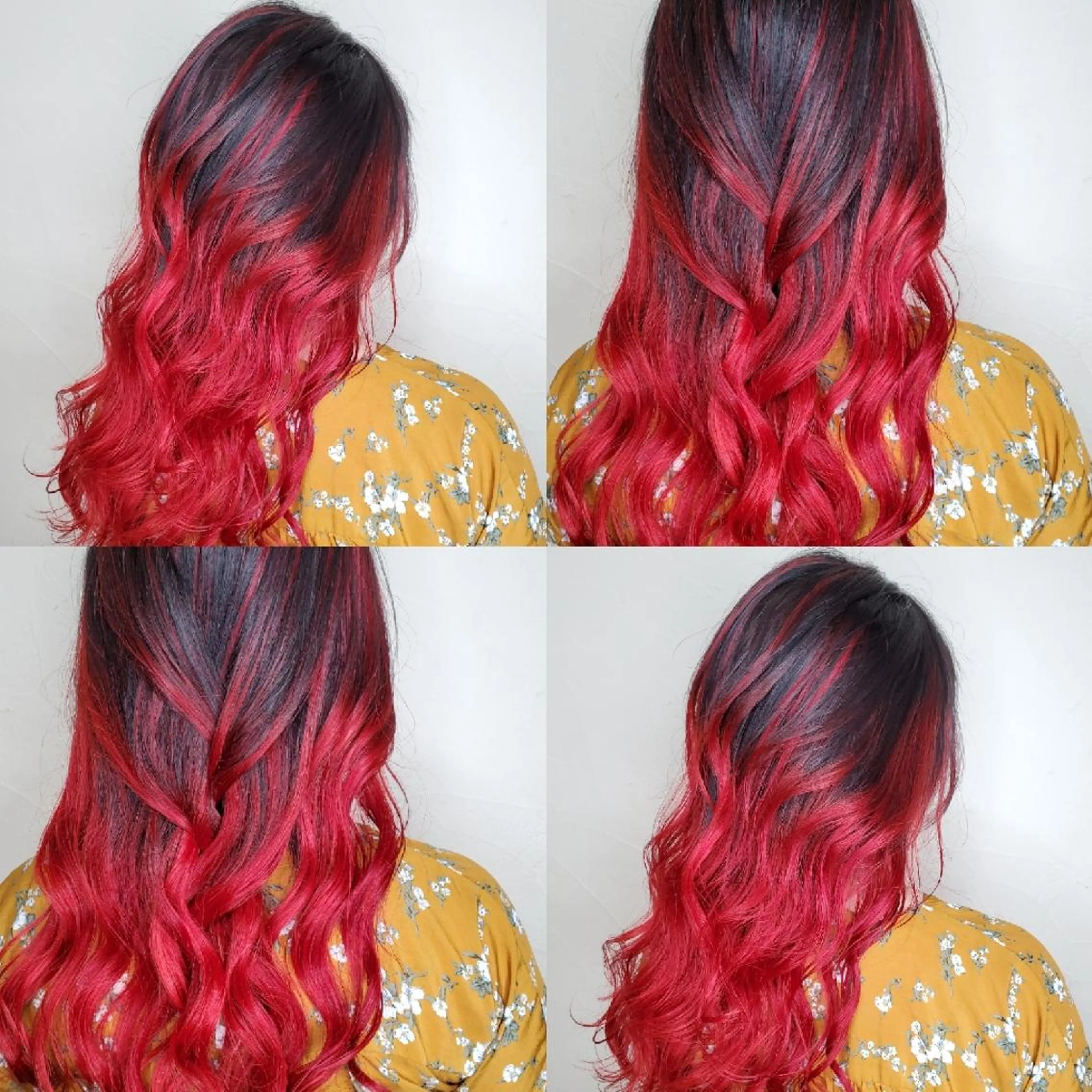 ロング カラー ヘアカラー ツヤ髪✨縮毛矯正 ハイトーンカラーのヘアスタイル