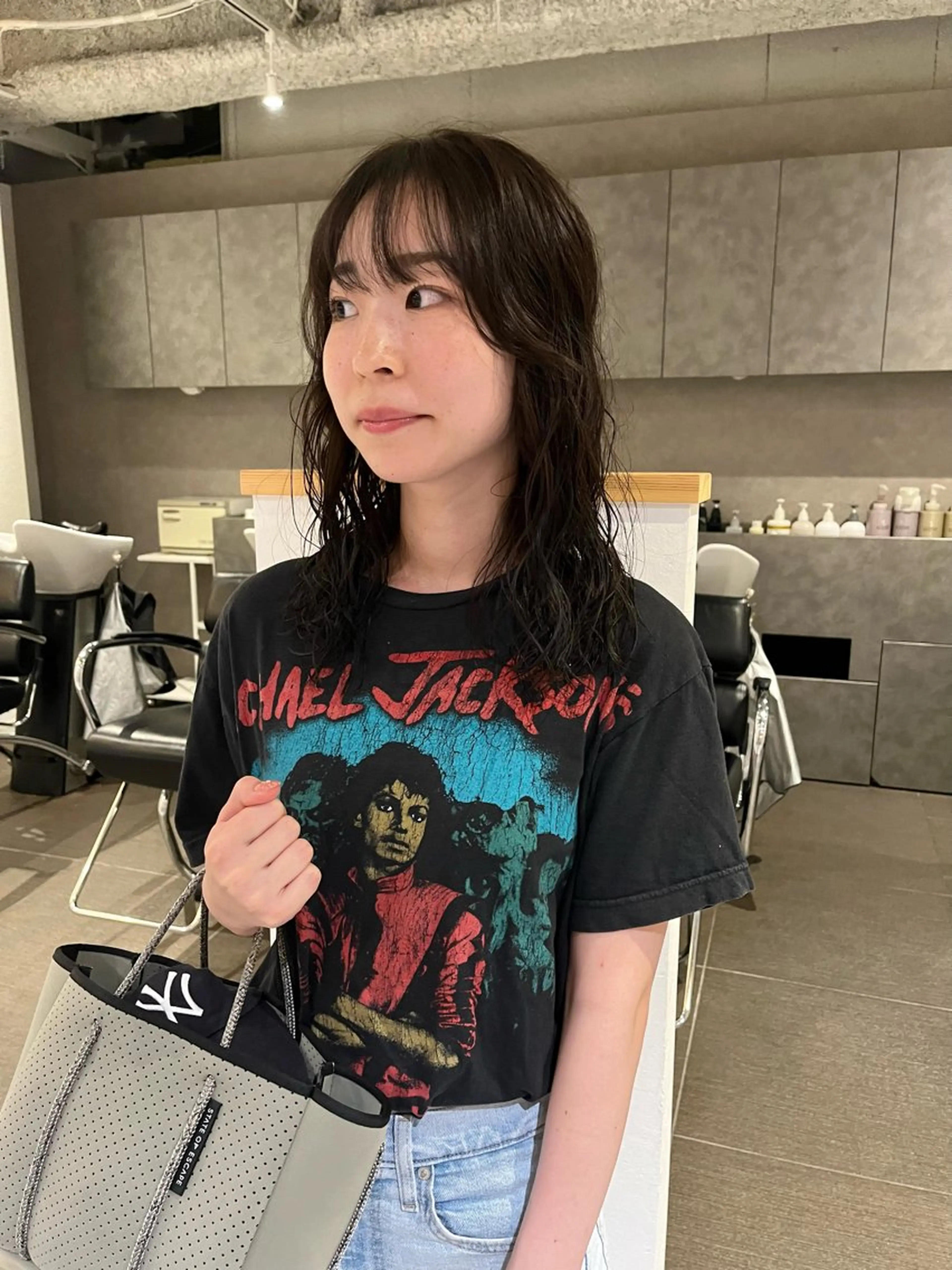 セミロング カラー パーマ セミロングパーマ ブラウンカラー 透明感カラー イルミナカラー オリーブブラウン カット ヘアカラー パーマ ショート/パーマ/ カラー/FUKOのヘアスタイル