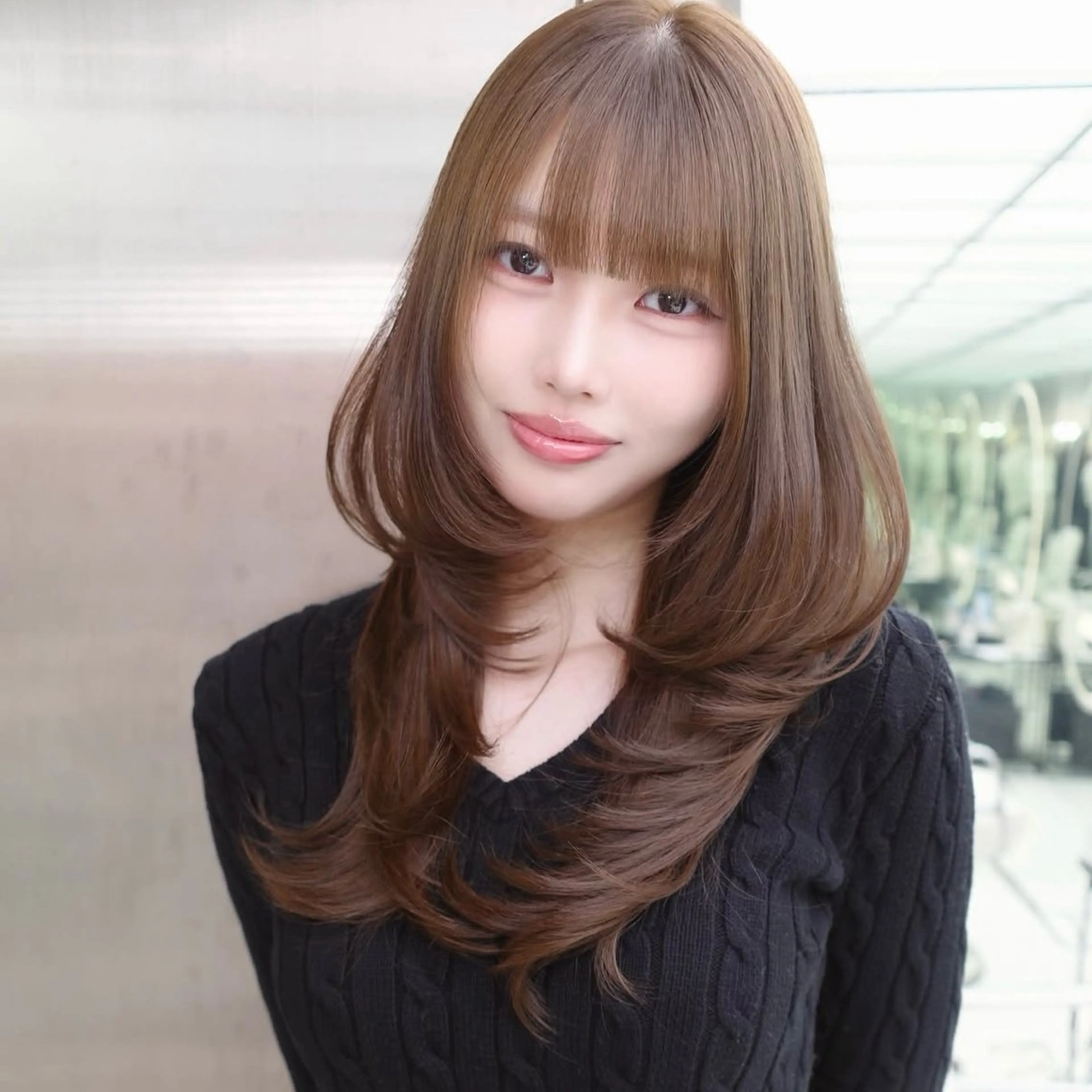 ロング レイヤーカット トリートメント カット トリートメント レイヤーカット/ きったん/ハイライトのヘアスタイル