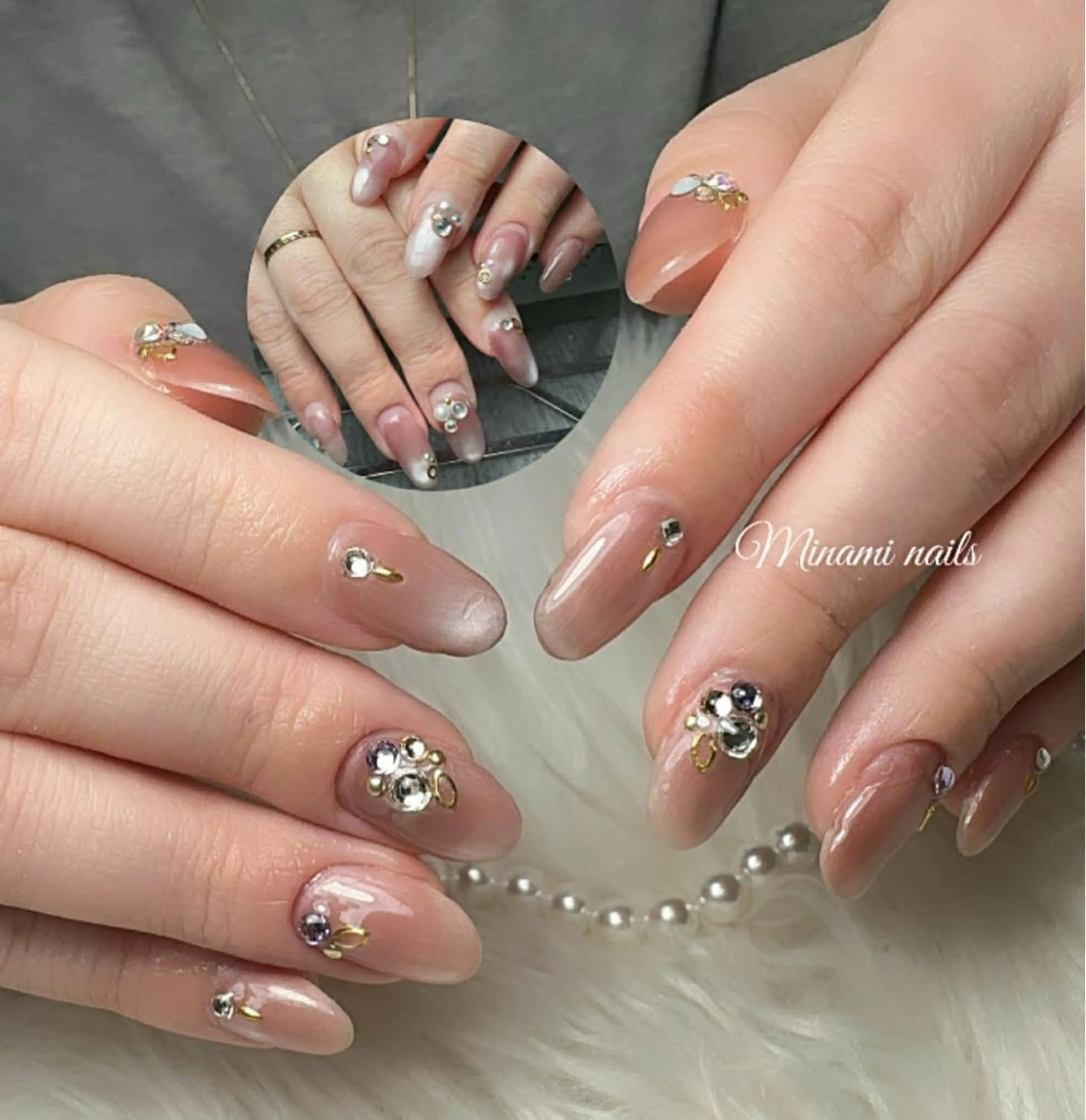 ネイル アートネイル オーロラネイル ガーリー キラキラネイル 韓国ネイル ハンドネイル Minami Nailsのネイルデザイン