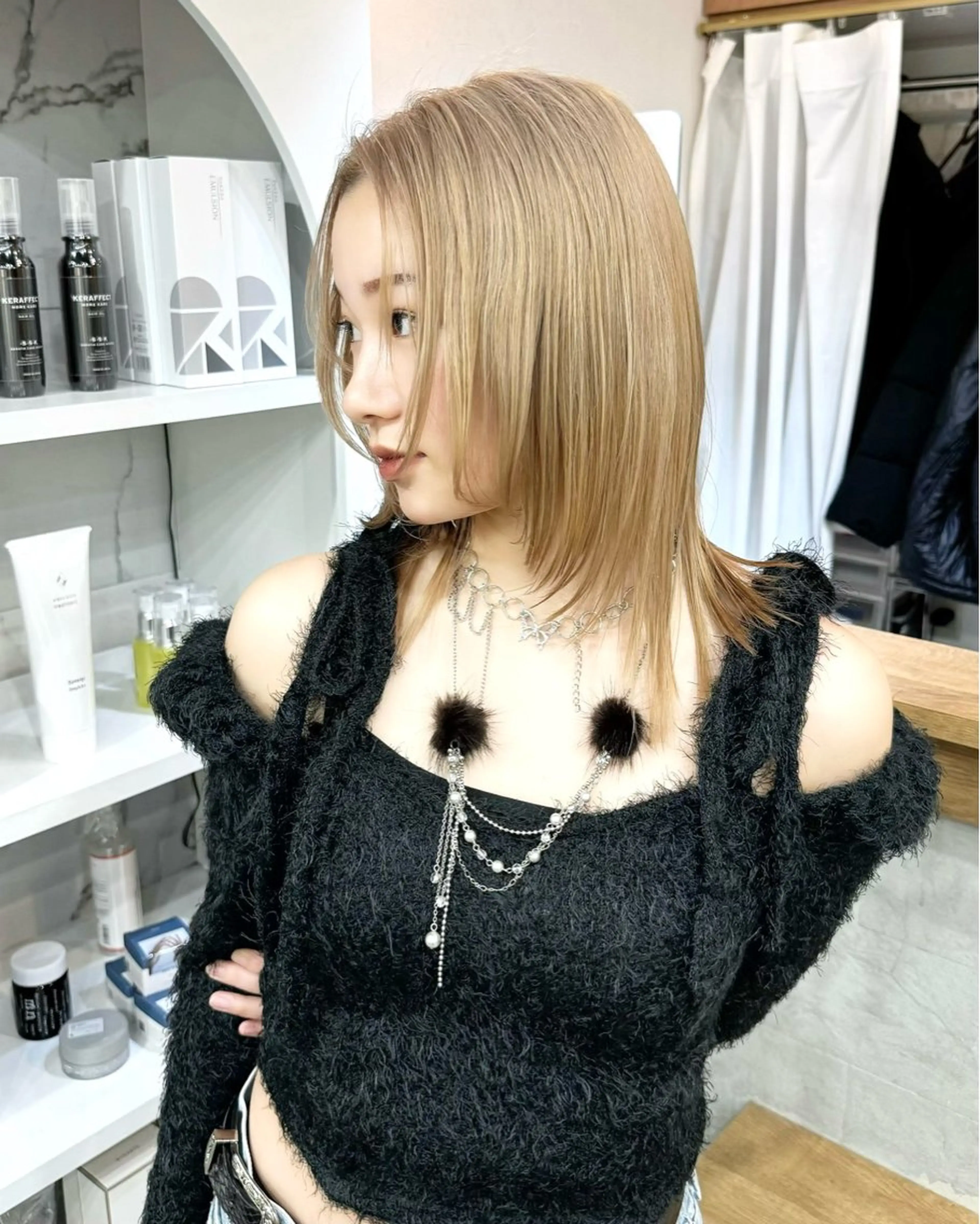 ミディアム カラー エクステモデル募集 💗大阪梅田/川上のヘアスタイル