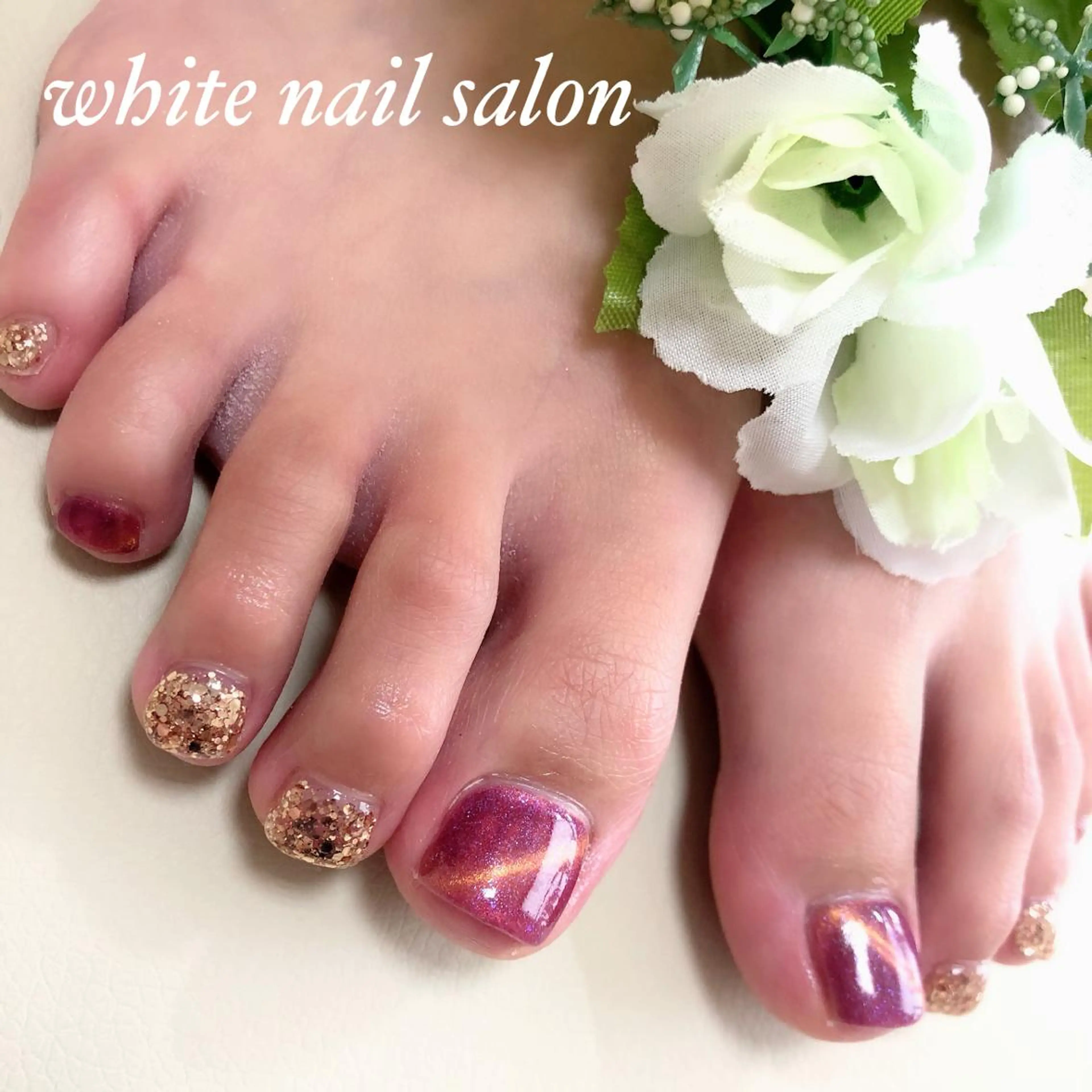 ネイル フットネイル ジェルネイル ハードジェル オフィスネイル スカルプネイル フットネイル white nail salonのネイルデザイン