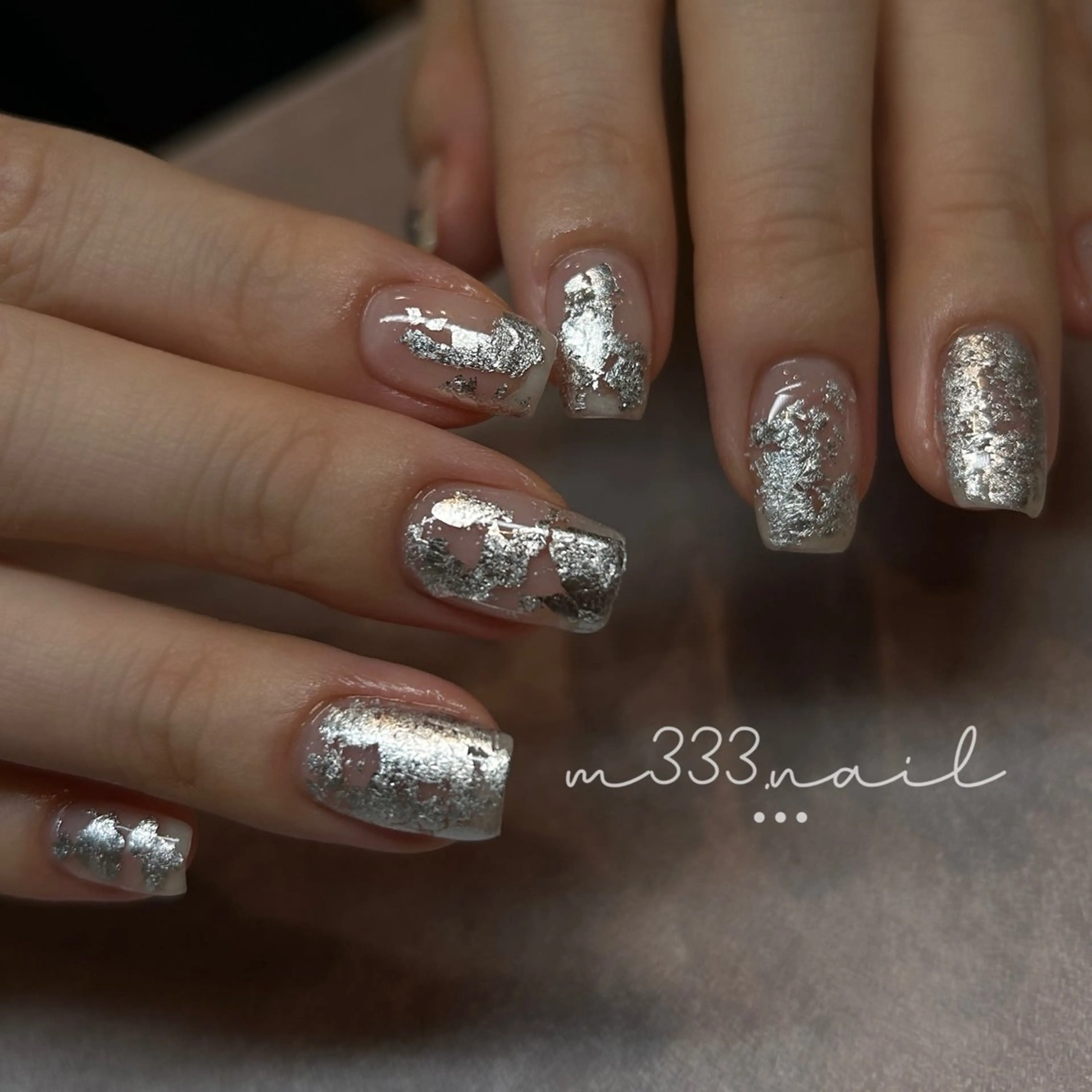ネイル クリアネイル シルバー ハンドネイル hair MILE.所属・MILE. mukonosouのネイルデザイン