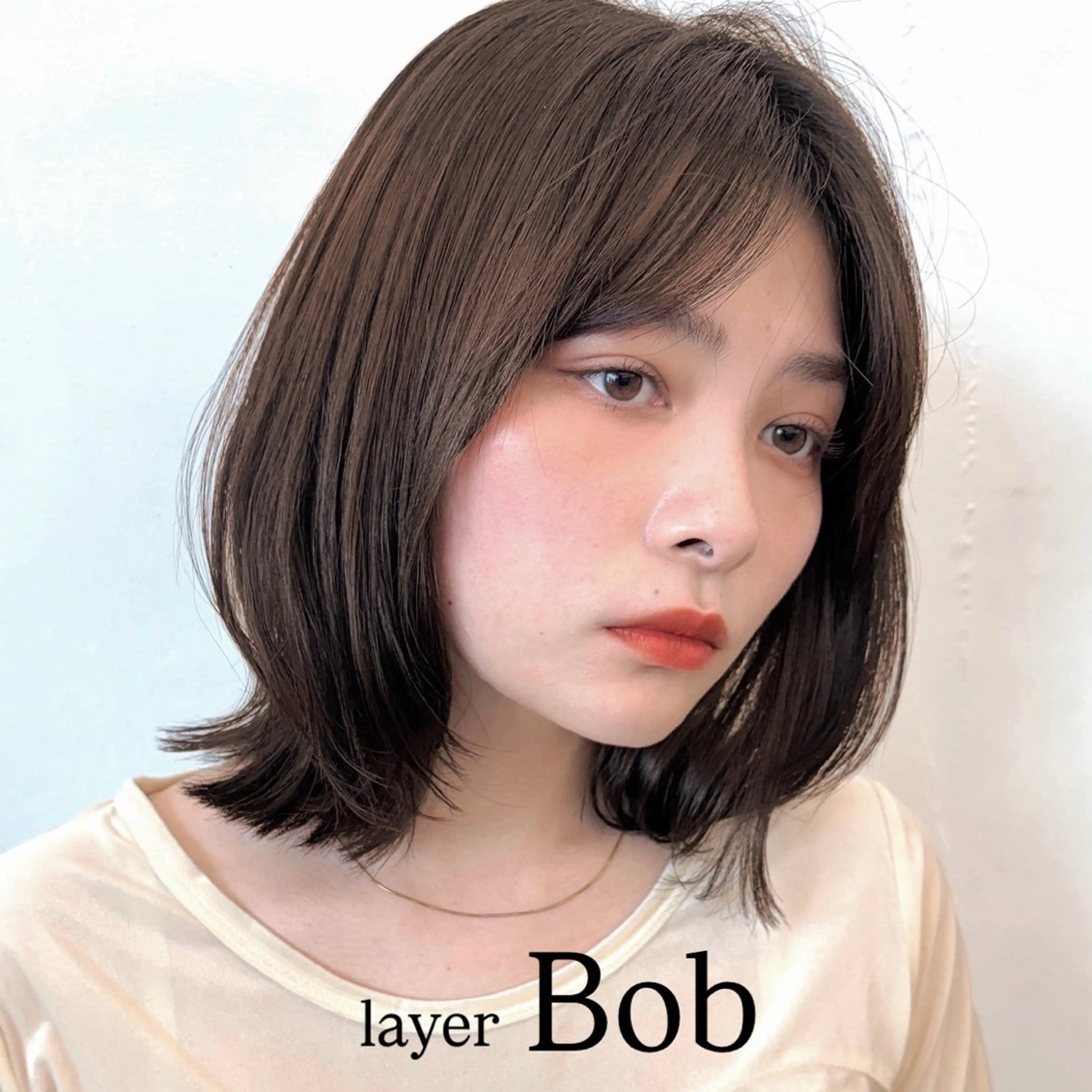 ミディアム カラー ヘアアレンジ ボブレイヤー ベージュカラー 透明感カラー ボブ レイヤーカット 🌱ボブ/レイヤー/ ベージュ/あやみ✨のヘアスタイル
