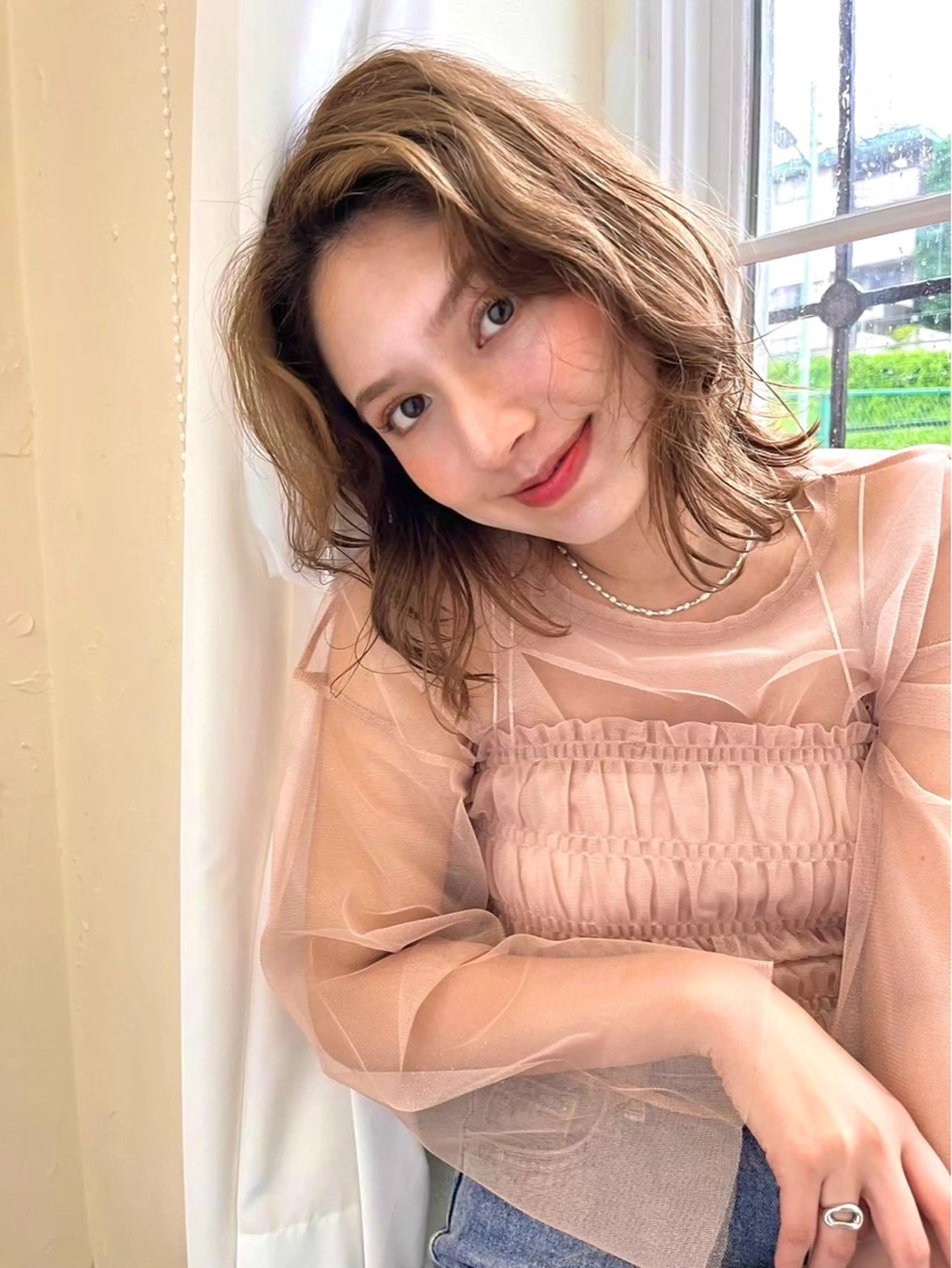 ミディアム カット 川崎 唯華のヘアスタイル