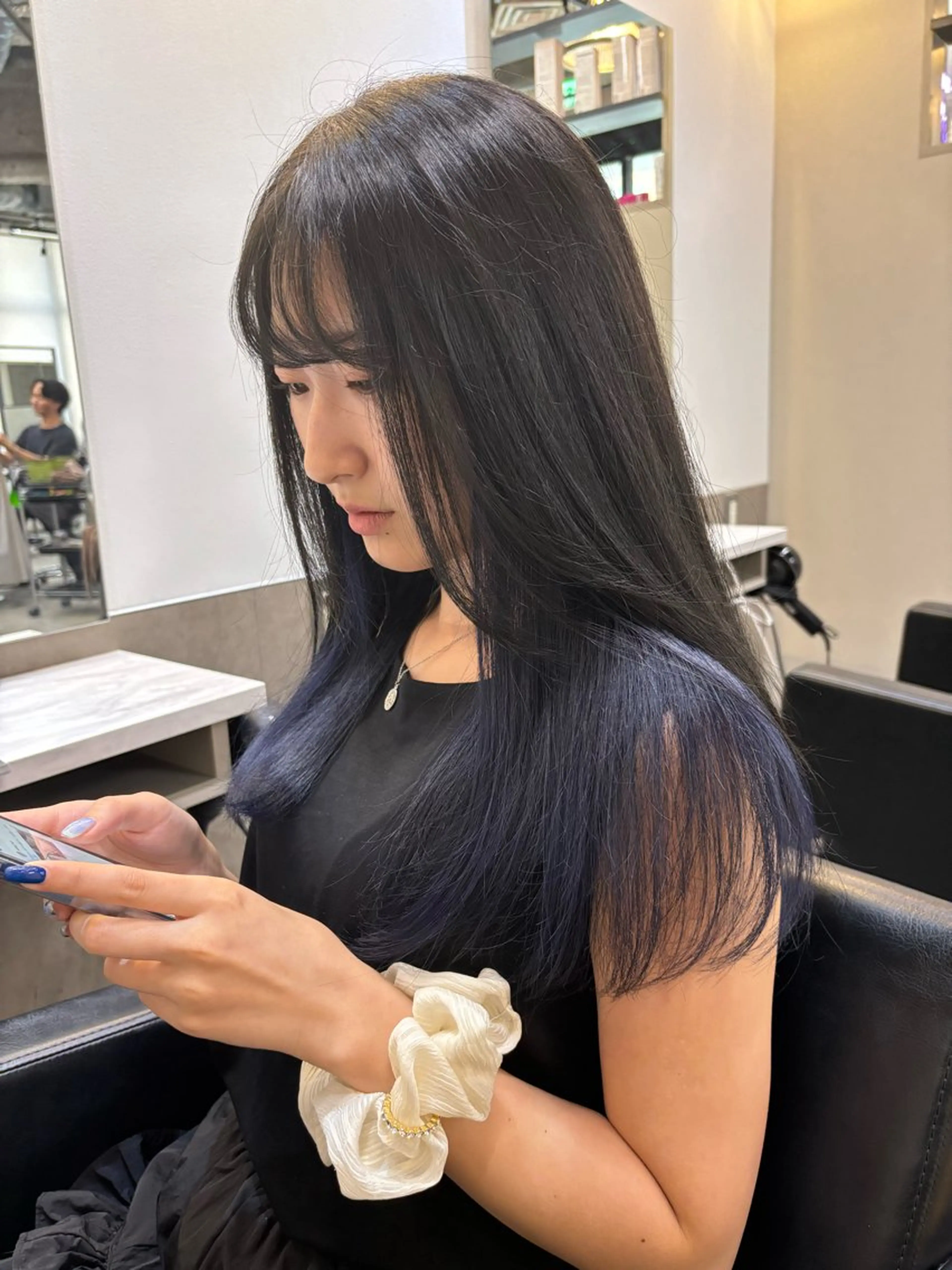 ロング カラー ネイビーカラー レイヤー/大人メンズ パーマ🌀 平島拓也のヘアスタイル