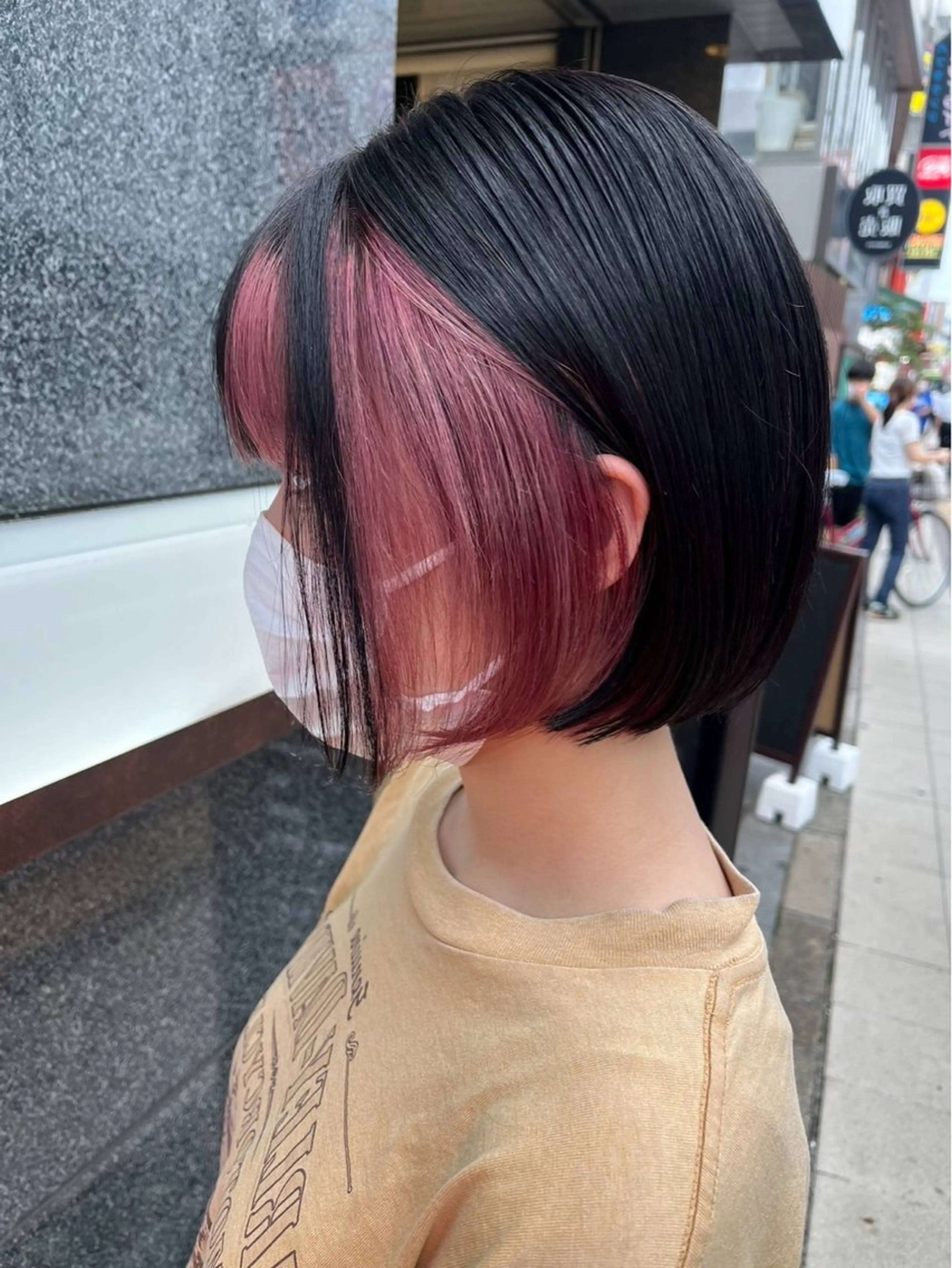 ショート カラー ミストバング 黒髪 ブリーチ デザインカラー イヤリングカラー REEED渋谷店所属・🍒KUMAGAI 🍒のヘアスタイル
