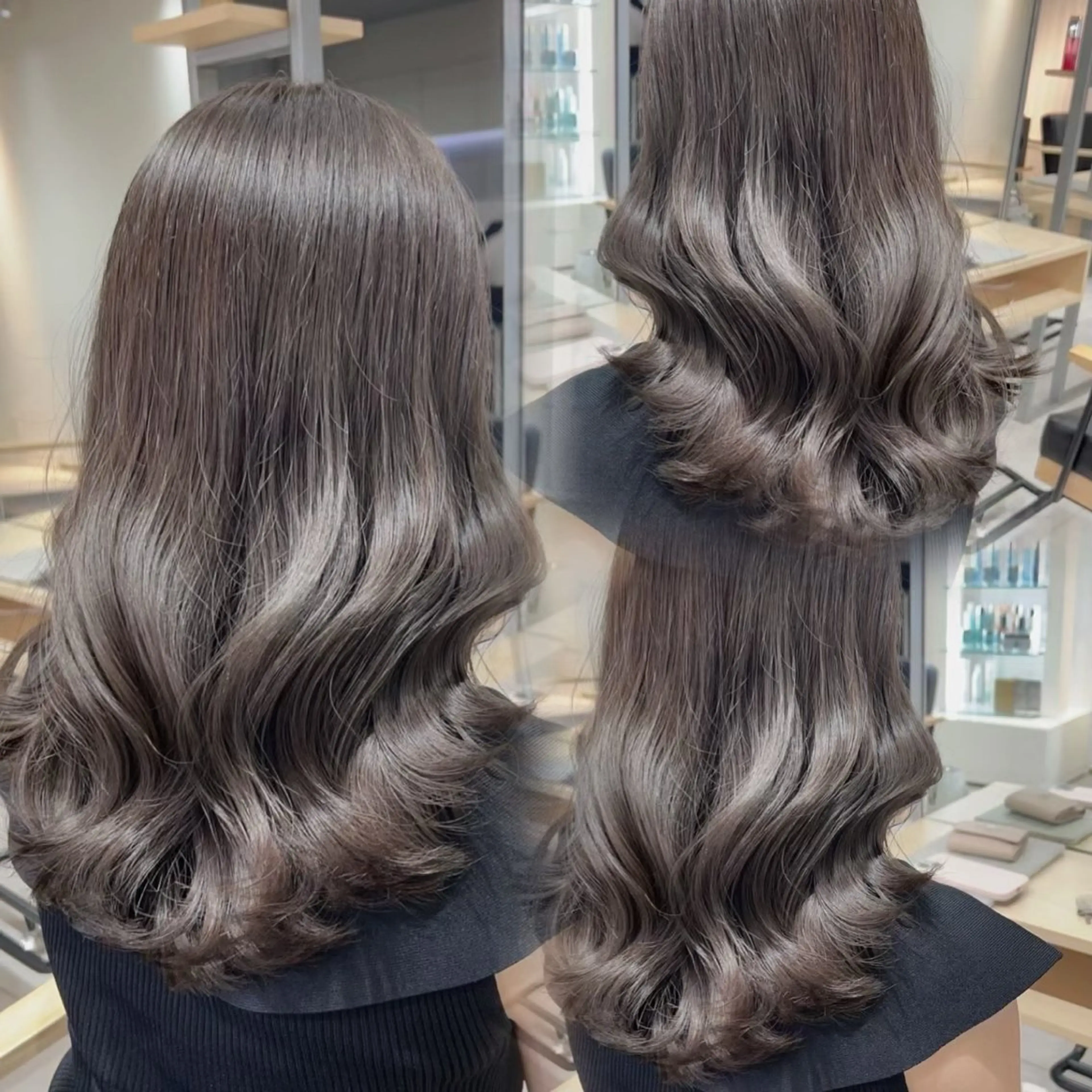 セミロング カラー トリートメント ヘッドスパ 透明感カラー グレージュ/あいのヘアスタイル