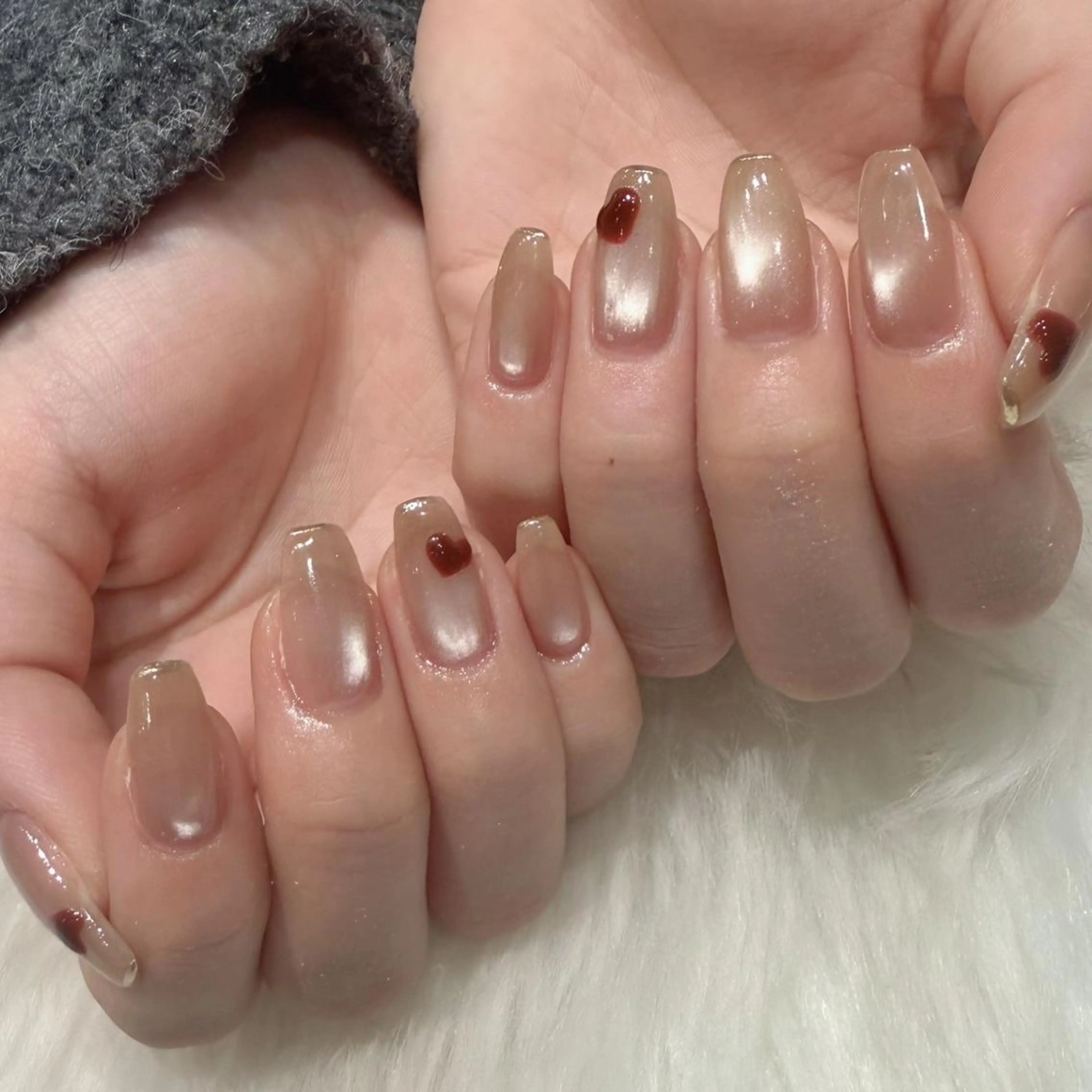 ネイル ハート マグネットネイル ぷっくりネイル ハンドネイル Kanai Harukaのネイルデザイン