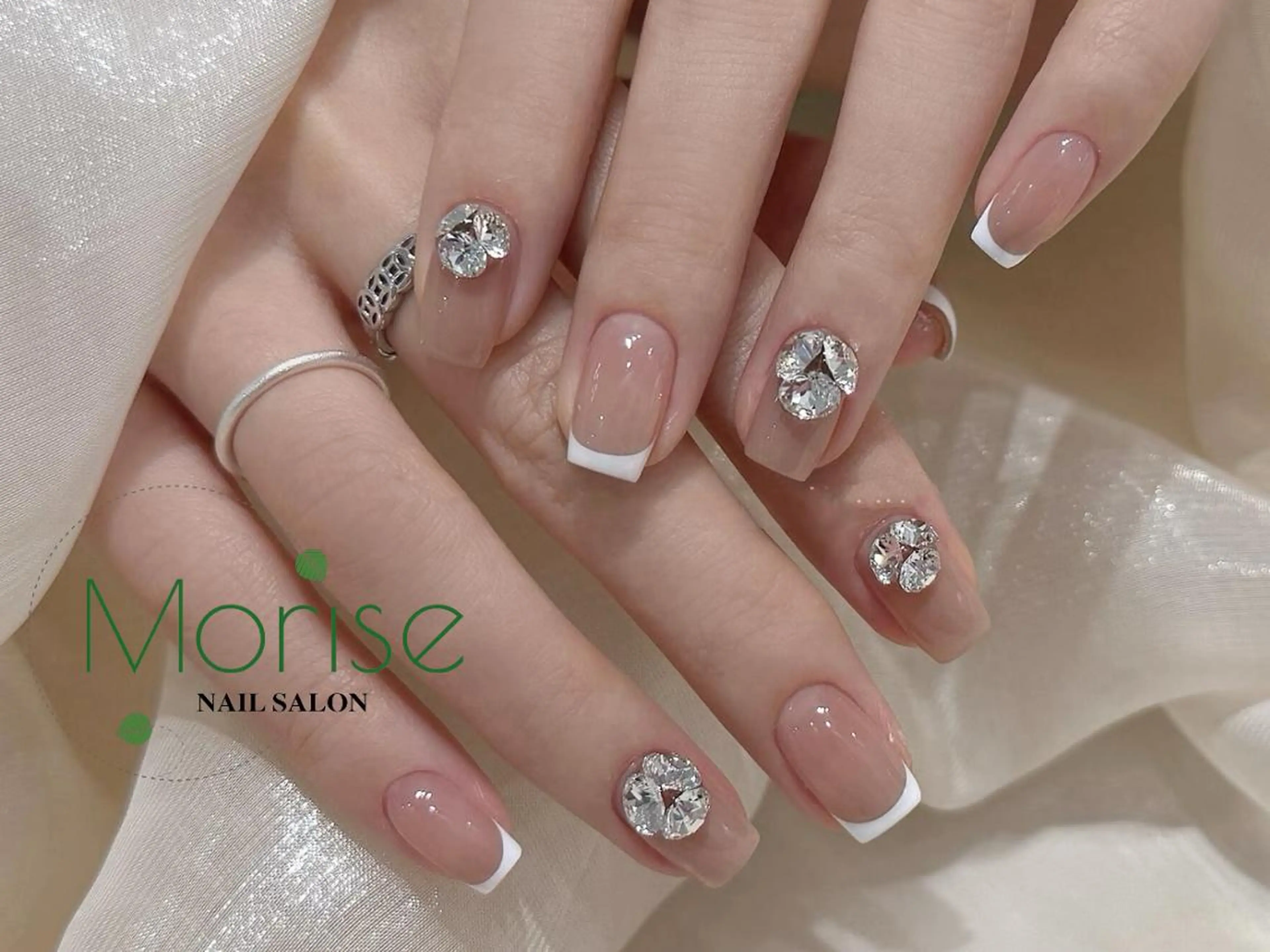 ネイル 長さ出し フレンチネイル ジェルネイル ガラスフレンチ 韓国ネイル MoriseNail Jr研修💜イシダのネイルデザイン