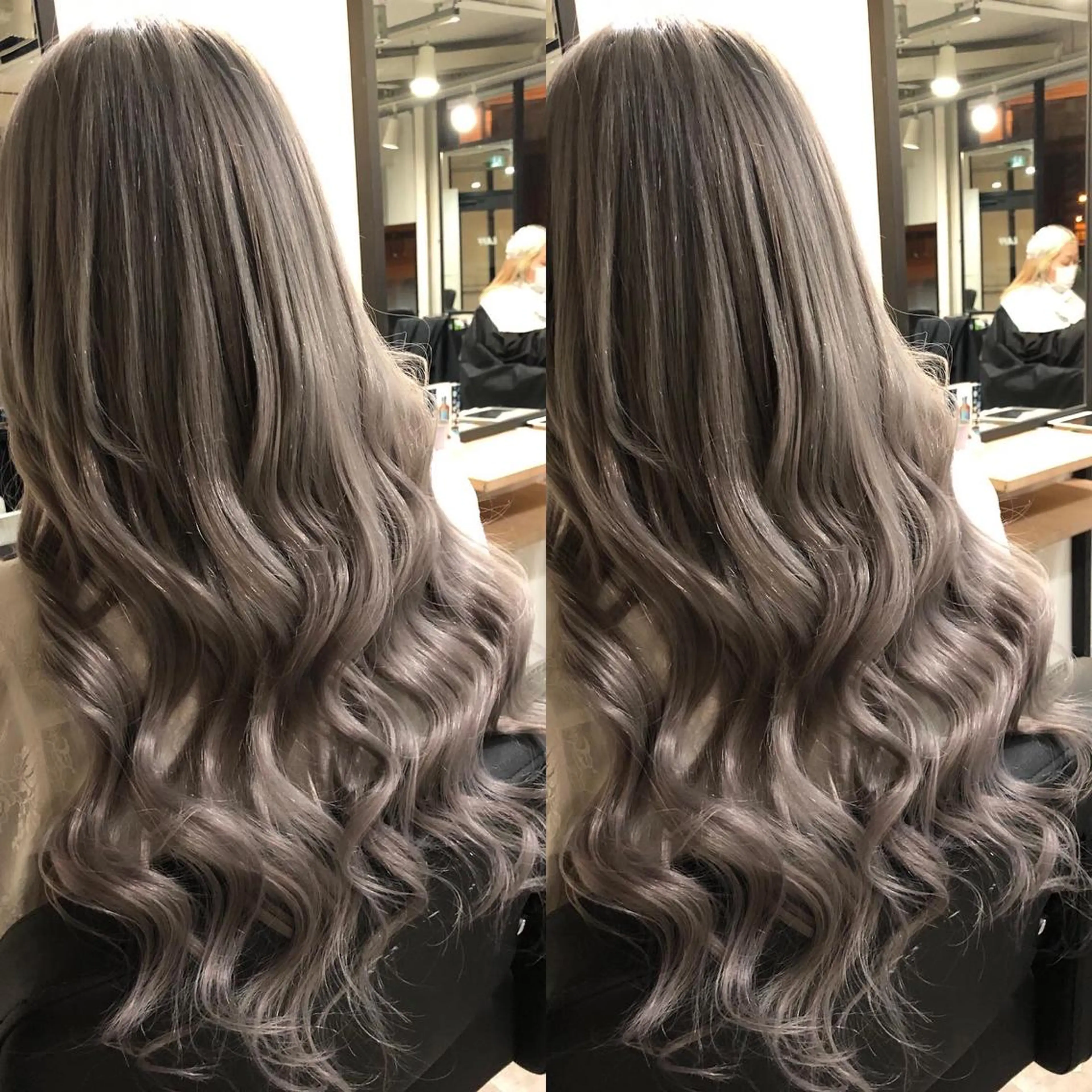 ロング カラー ヘアアレンジ シールエクステ ハイトーンカラー シルバー エクステ カット ヘアカラー トリートメント エクステ ヘアセット レイヤー/エクステ alpha下妻のヘアスタイル