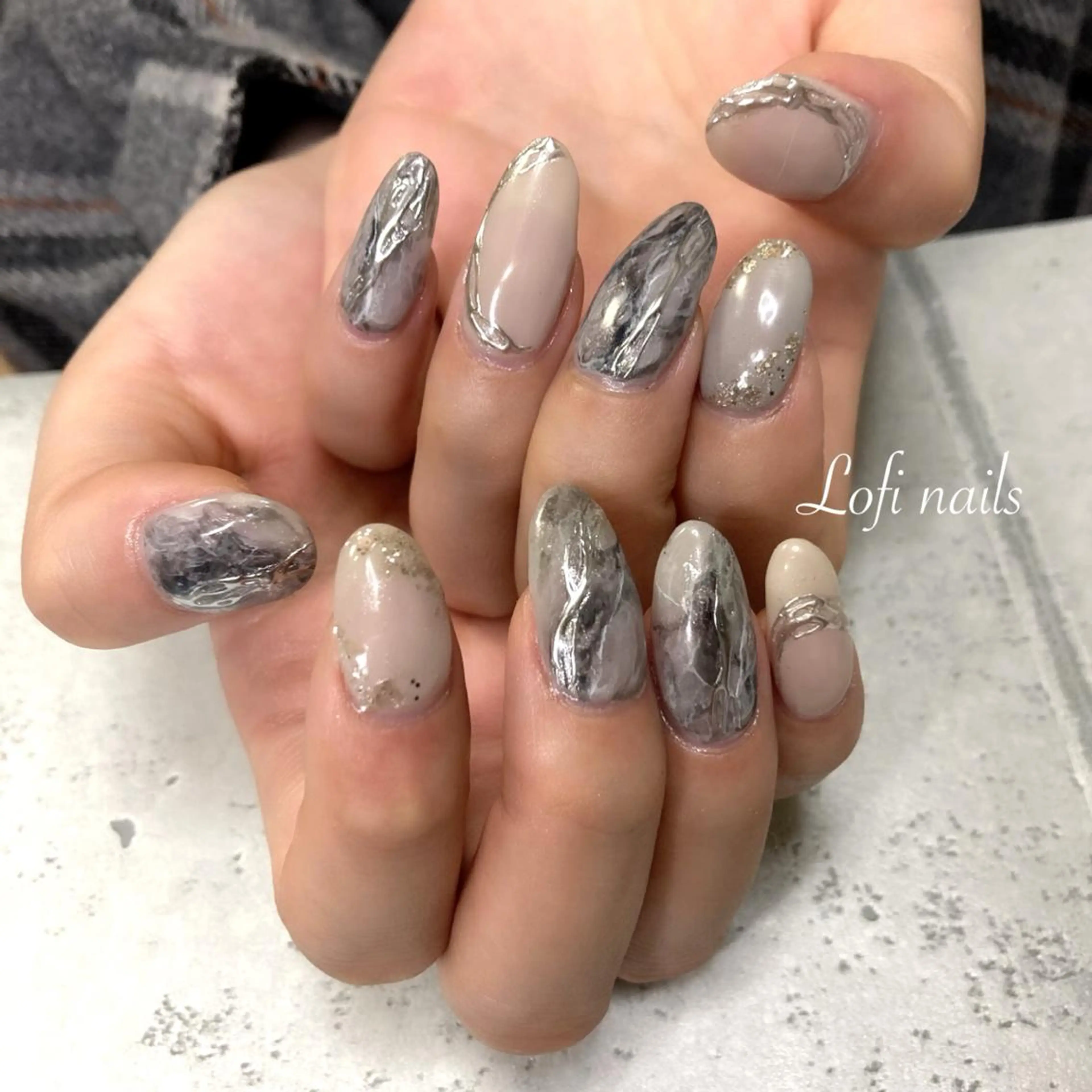 ネイル アートネイル 大理石ネイル(マーブル) ニュアンスネイル Lofi nails ゆきこのネイルデザイン