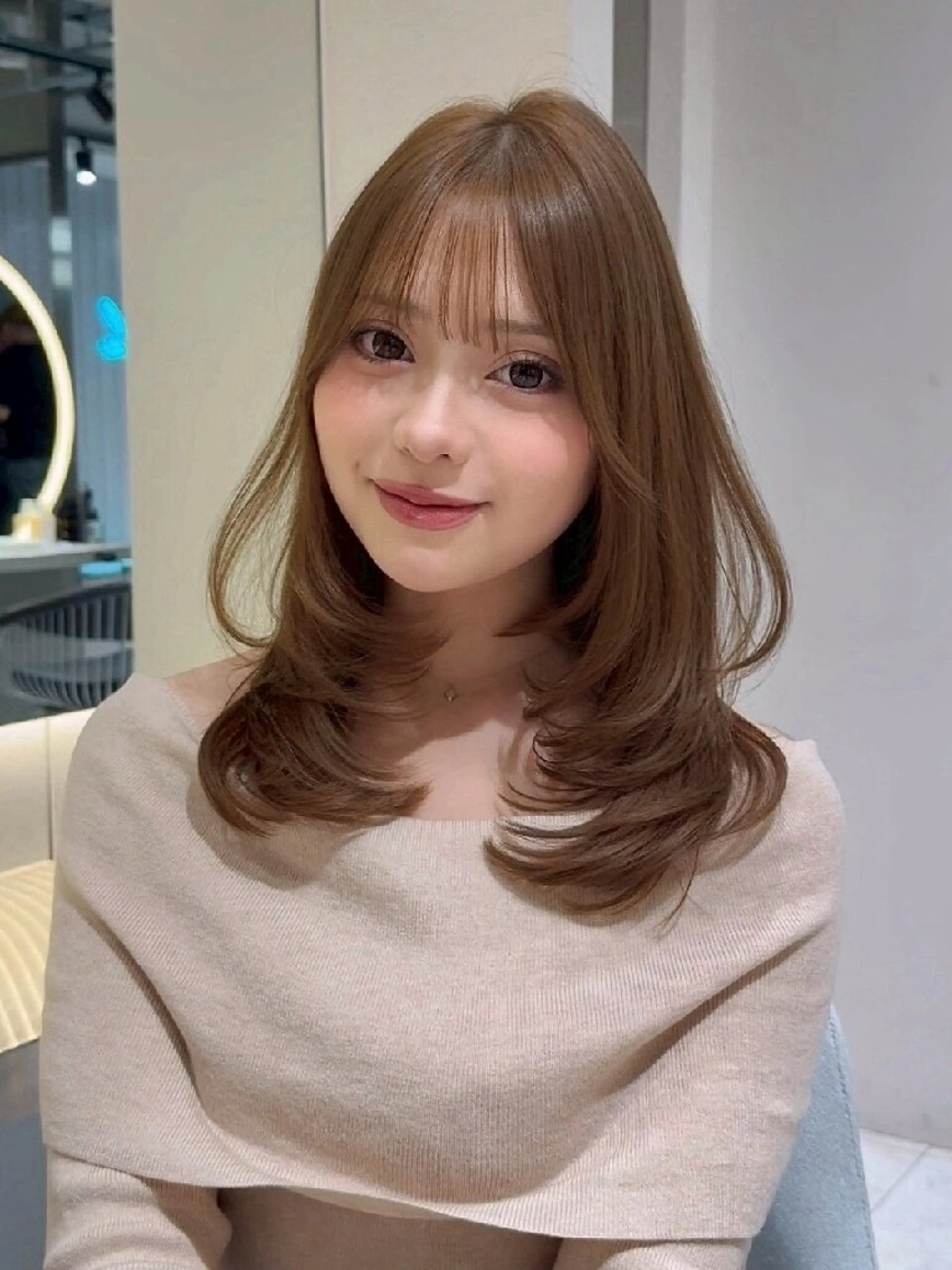 カラー ミディアム カット トリートメント 髪質改善/韓国ヘア /透明感カラー🧸のヘアスタイル