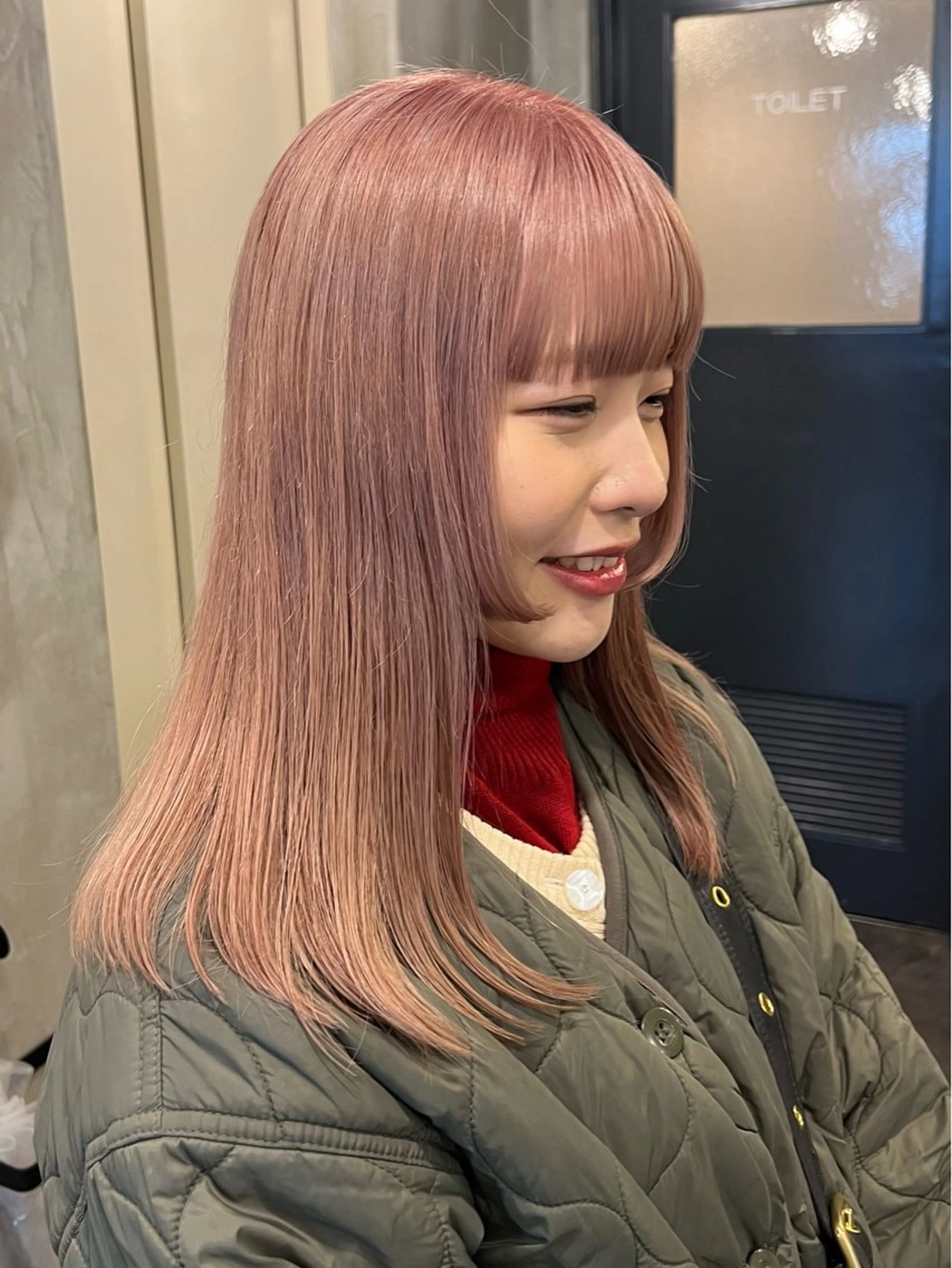 ミディアム カラー ベージュカラー ピンクカラー ピンクベージュ レイヤーカット Zina京都河原町 ｍａｉｋａのヘアスタイル