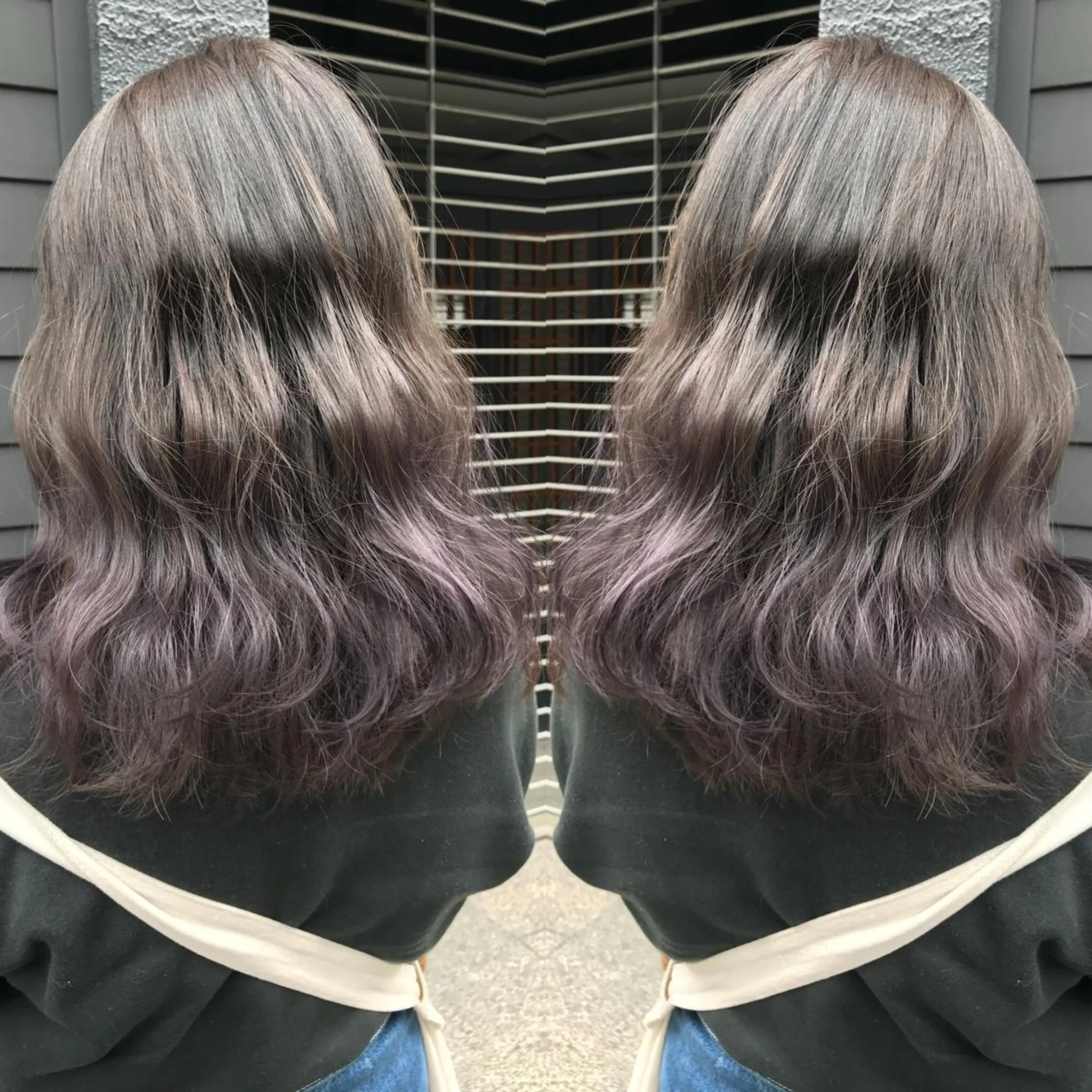 セミロング カラー バレイヤージュ パープルカラー レイヤーカット 髪質改善特化 ミサワコウキのヘアスタイル