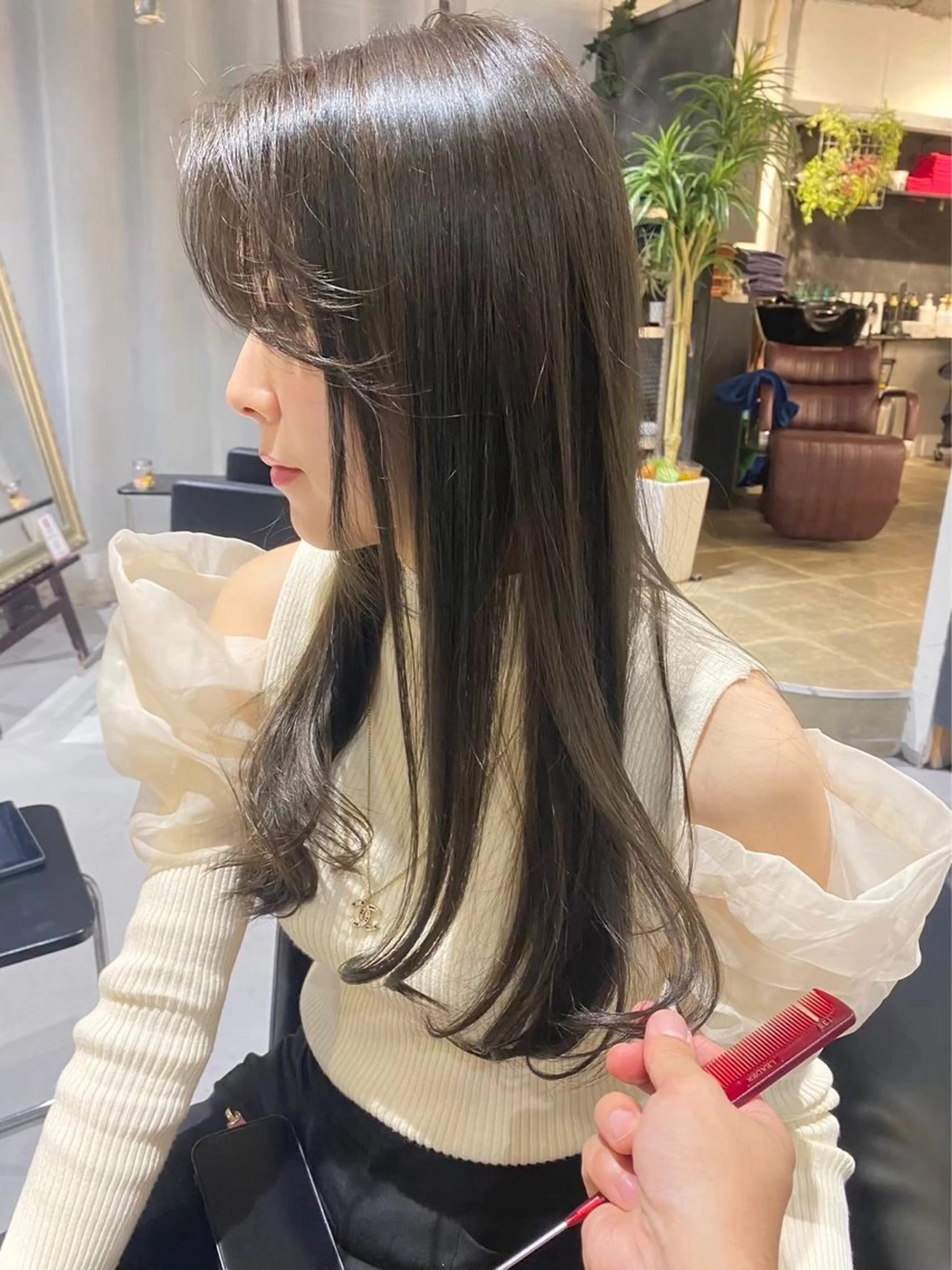 セミロング カラー グレージュ オリーブグレージュ オリーブグレー カット ヘアカラー inc新小岩 🌱MANAMIのヘアスタイル