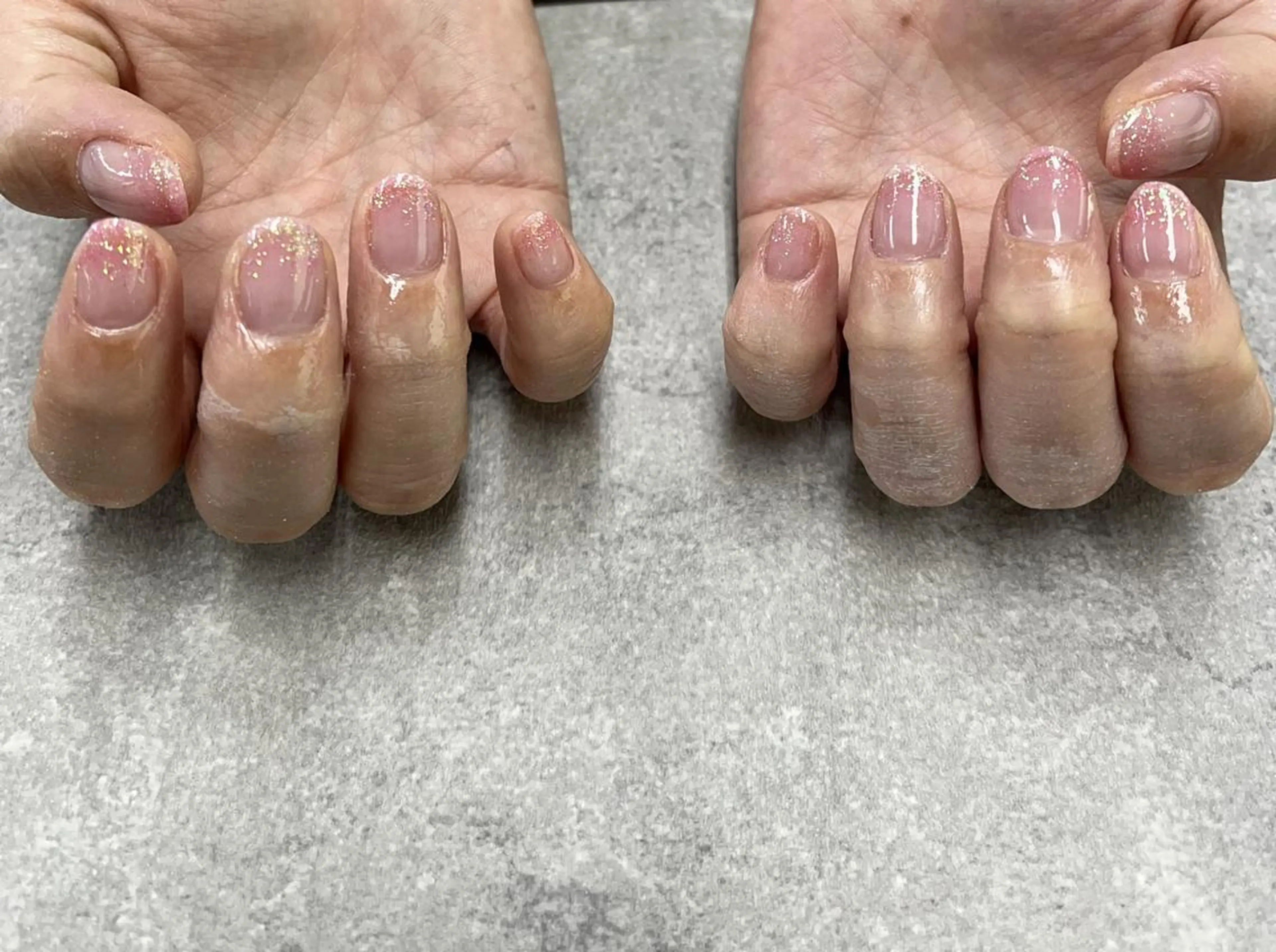 ネイル フットネイル フレンチネイル ジェルネイル ガラスフレンチ グラデーション FASTNAIL PLUS 新宿店のネイルデザイン