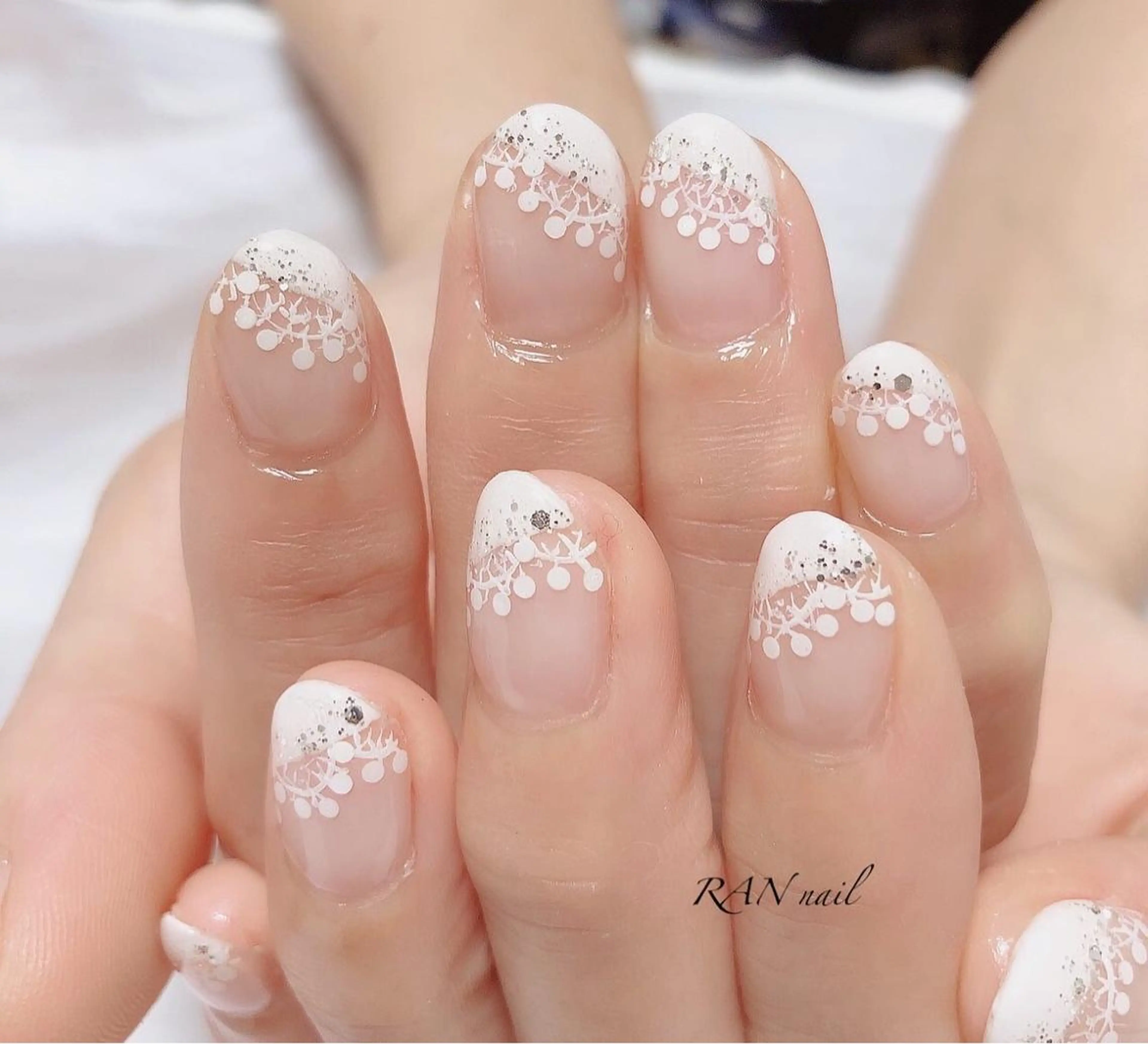 ネイル ジェルネイル レース オフィスネイル パラジェル 夏ネイル RAN nail 〜ランネイル〜所属・RAN nailのネイルデザイン