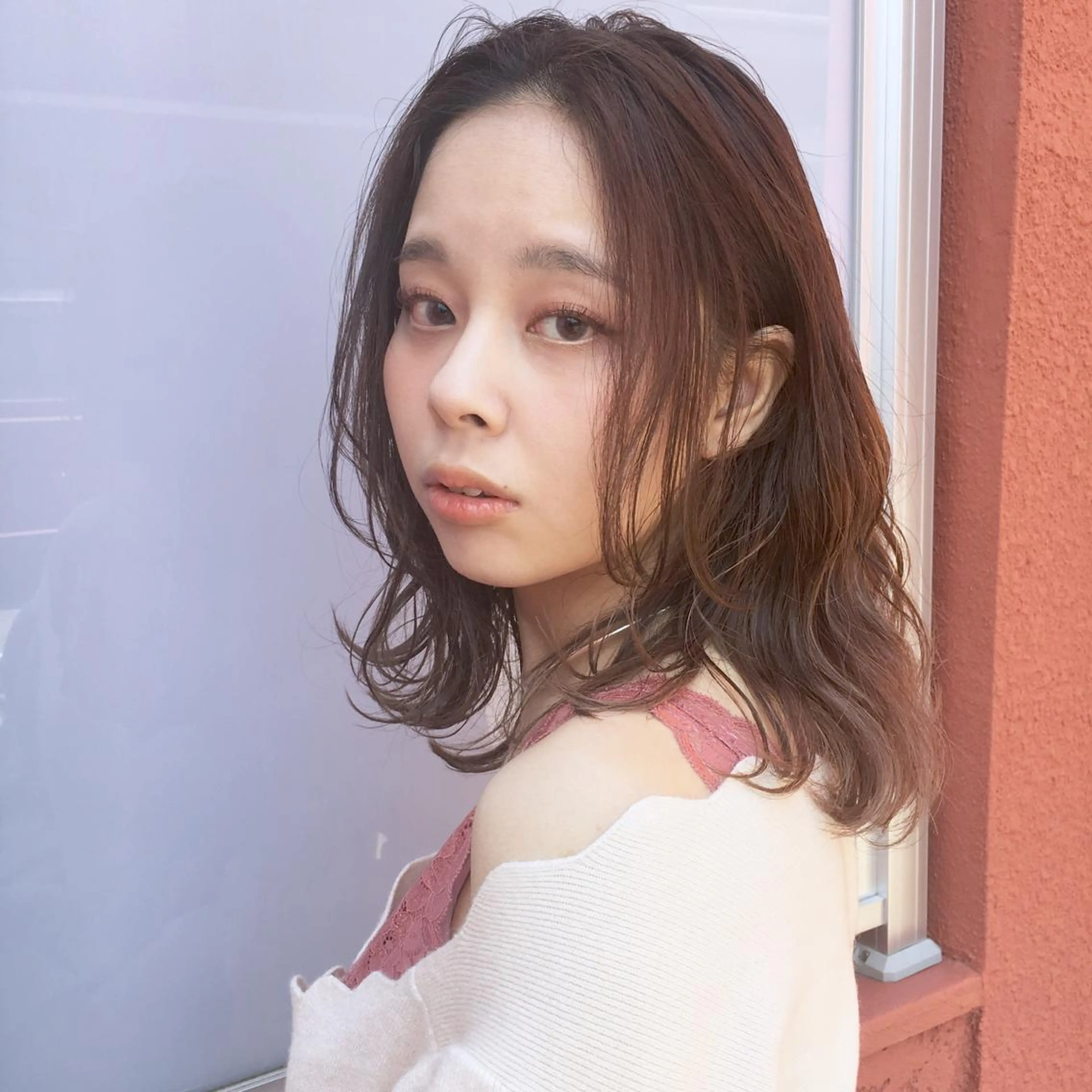 セミロング カラー アディクシーカラー トリートメント 薬院:今泉/上川美幸 ボブ/顔周りレイヤーのヘアスタイル